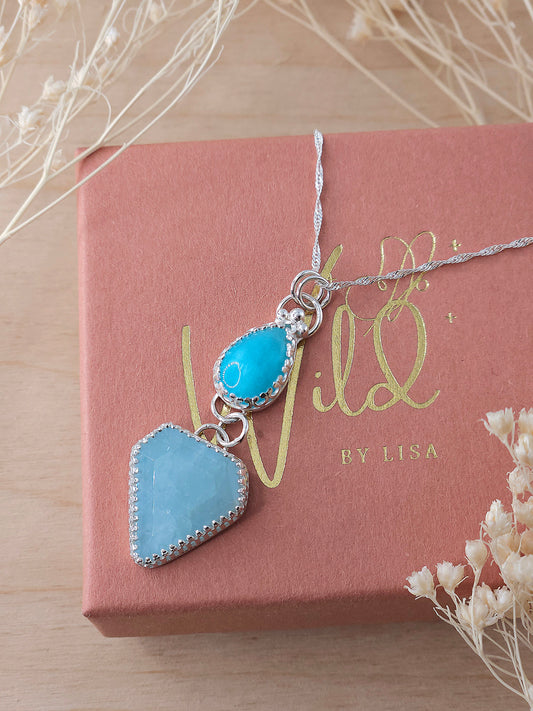 Amazonite & Aquamarine Drop Necklace