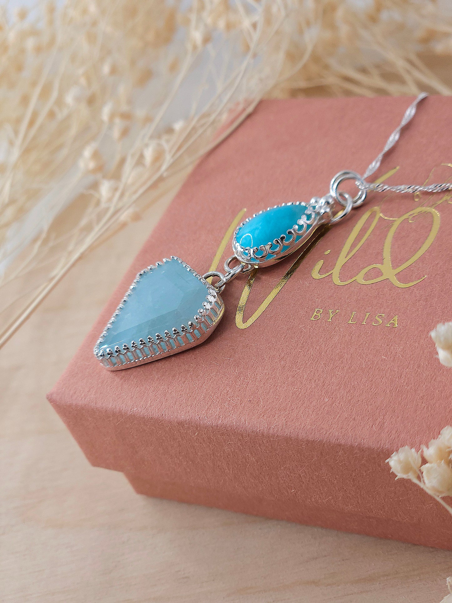 Amazonite & Aquamarine Drop Necklace