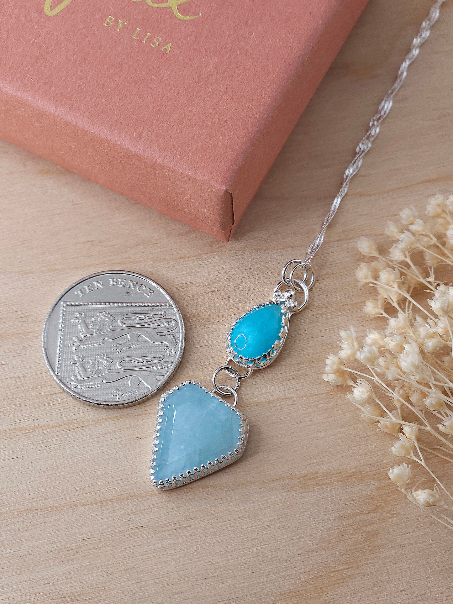 Amazonite & Aquamarine Drop Necklace