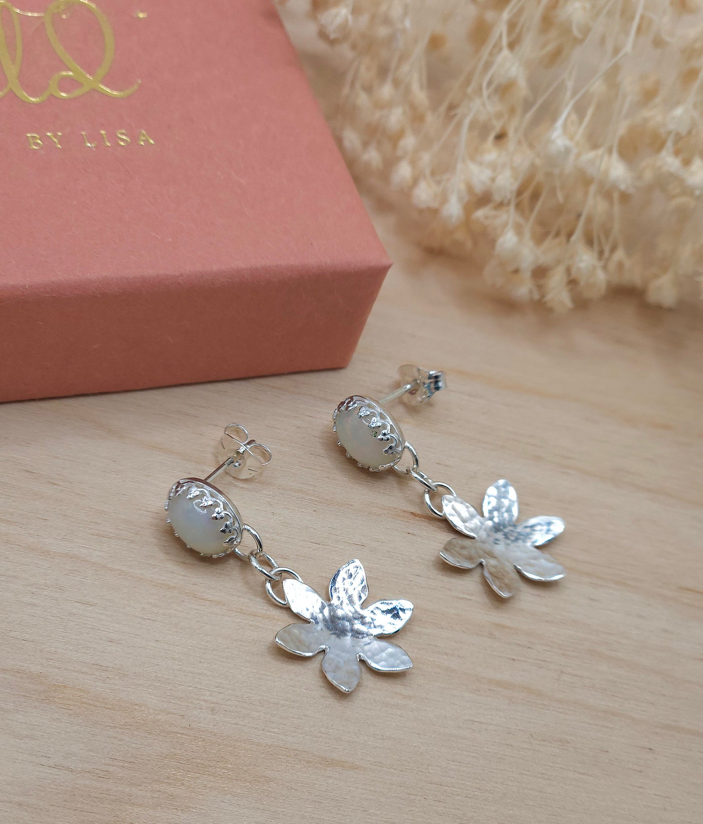 Ethiopian Opal flower earrings