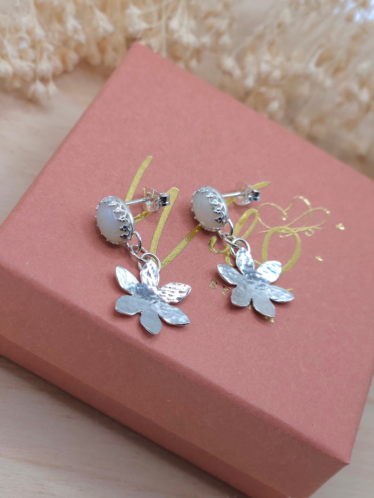 Ethiopian Opal flower earrings
