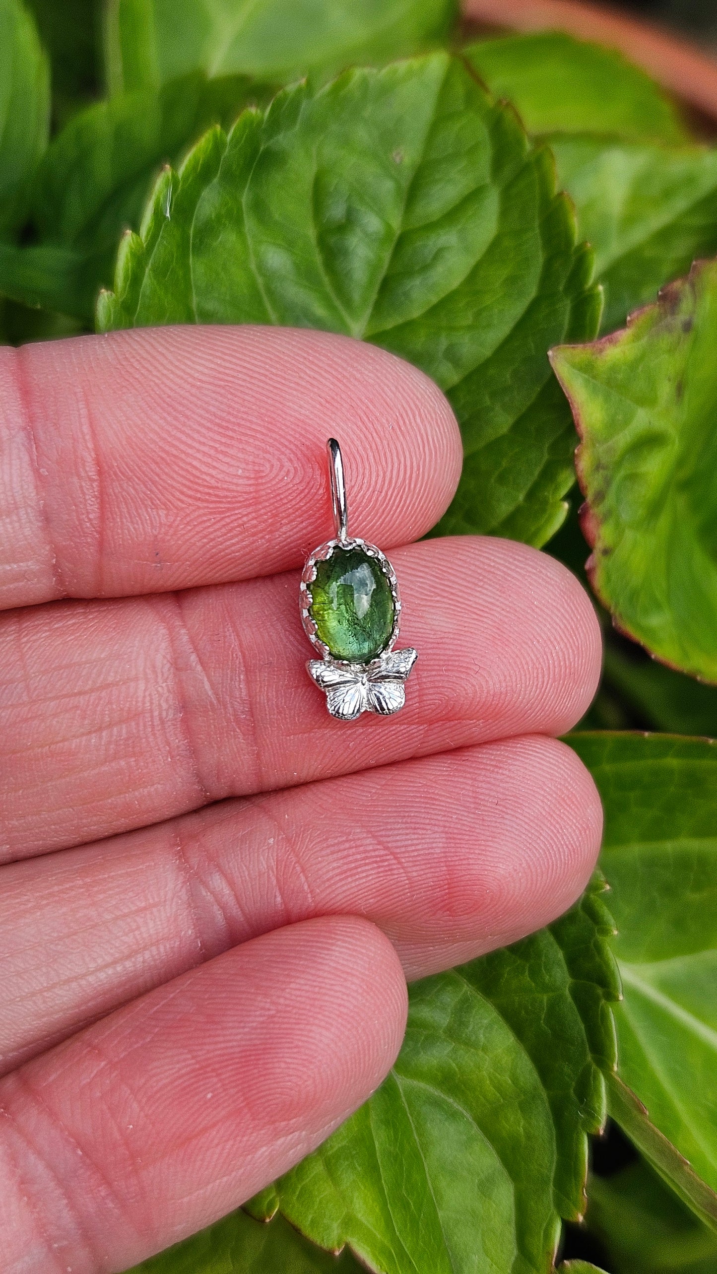 Butterfly Gem Pendant - Green Tourmaline