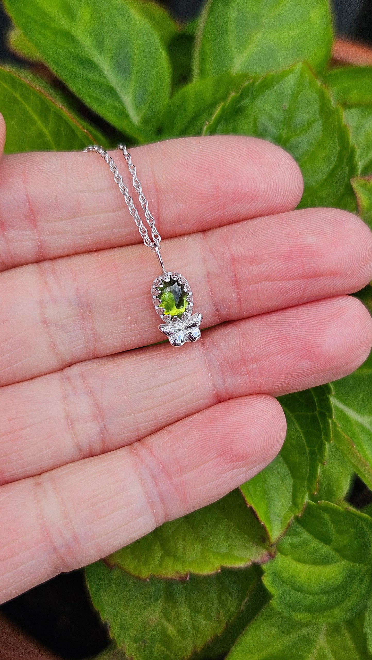 Butterfly Gem Pendant - Green Tourmaline