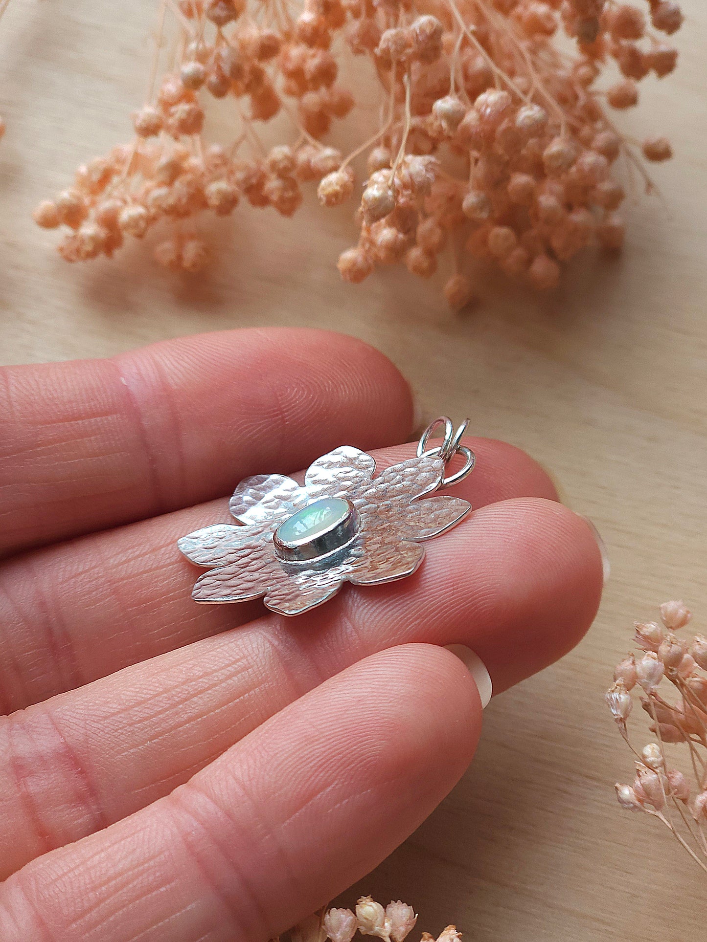 Ethiopian Opal flower necklace