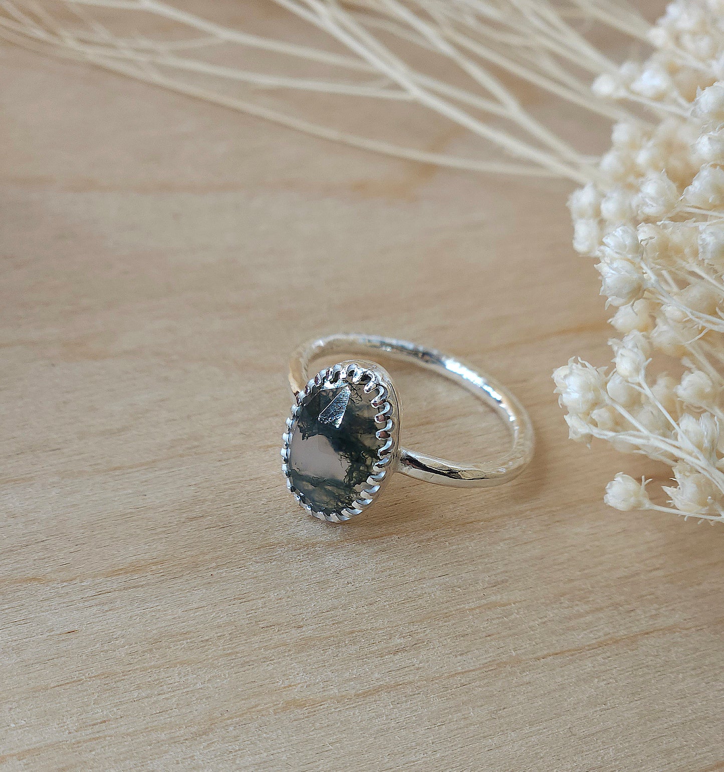 Moss Agate Ring - Size O