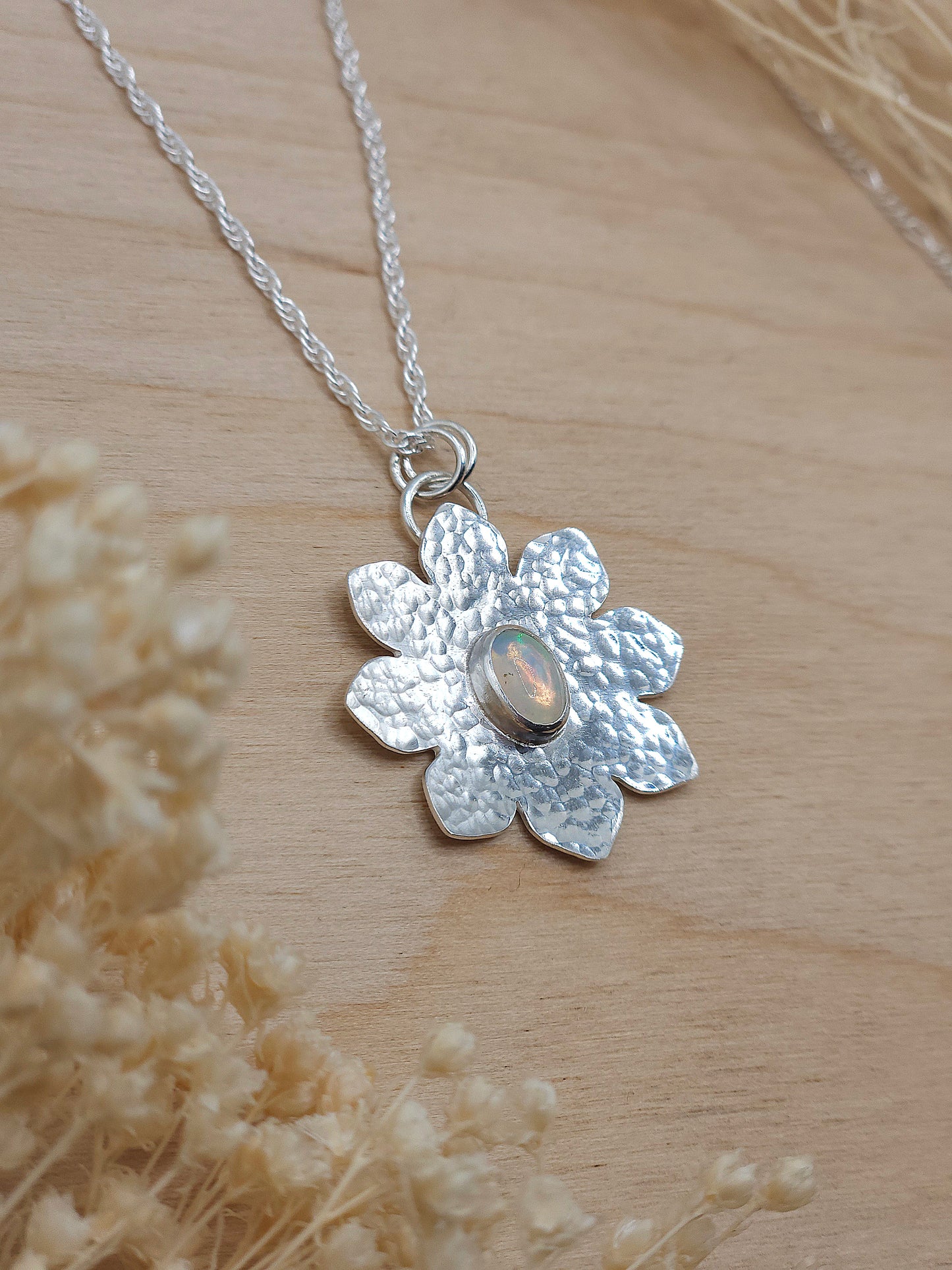 Ethiopian Opal flower necklace