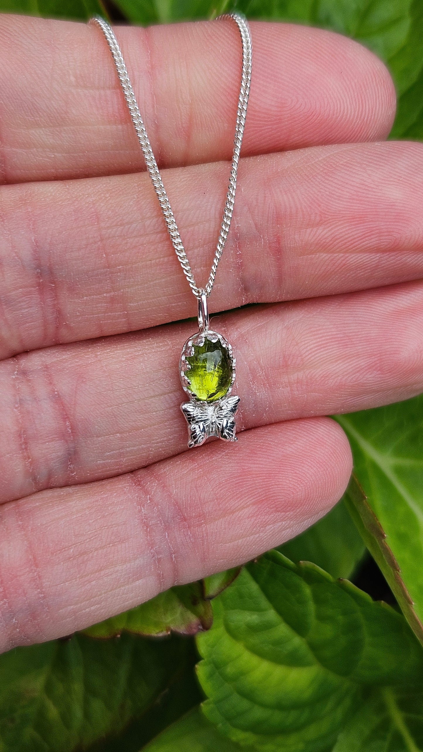 Butterfly Gem Pendant - Green Tourmaline