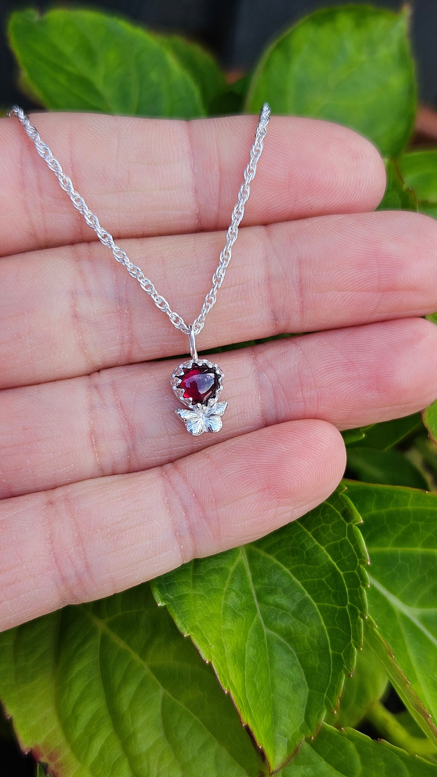 Butterfly Gem Pendant - Rhodolite Garnet