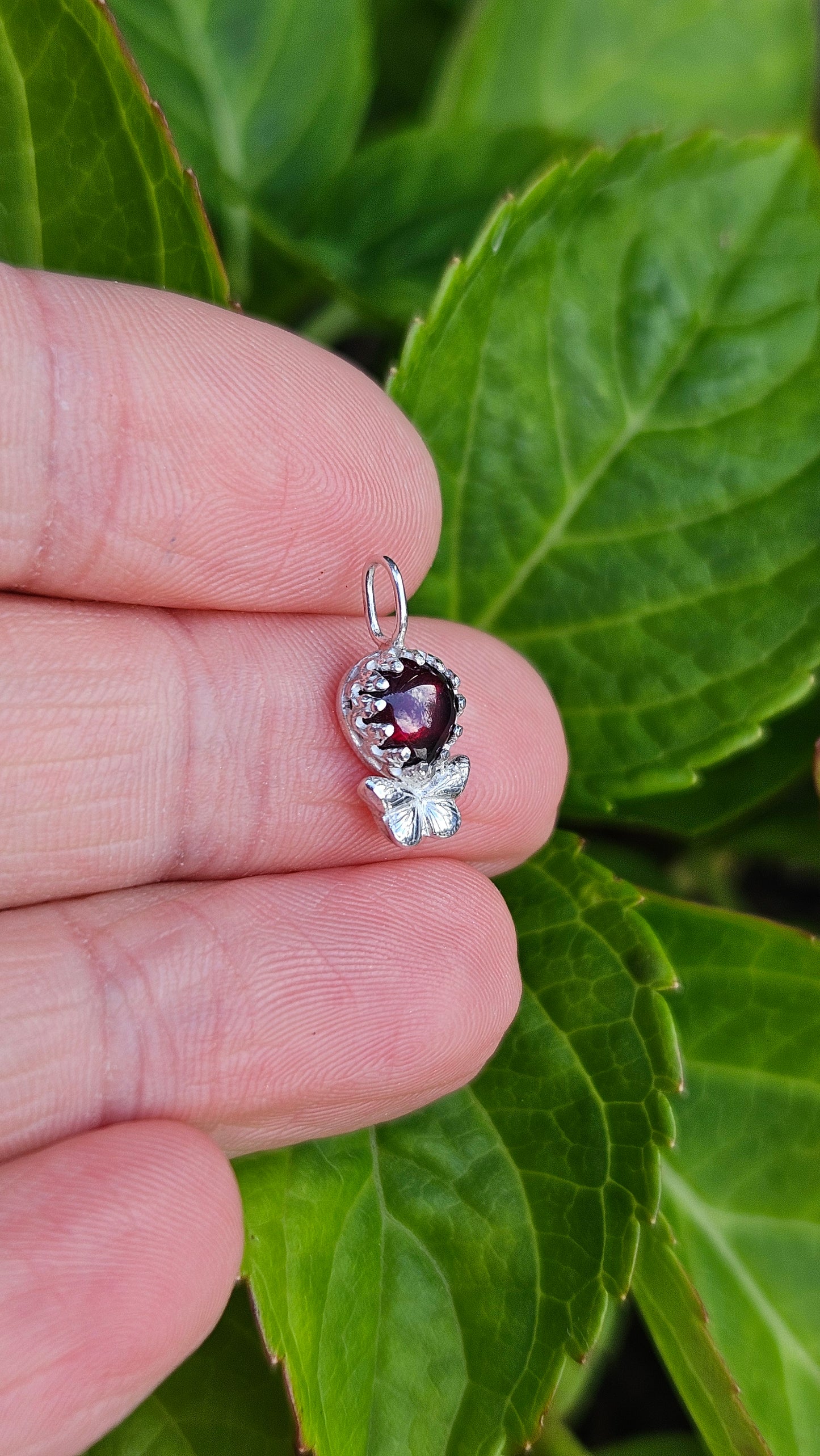 Butterfly Gem Pendant - Rhodolite Garnet