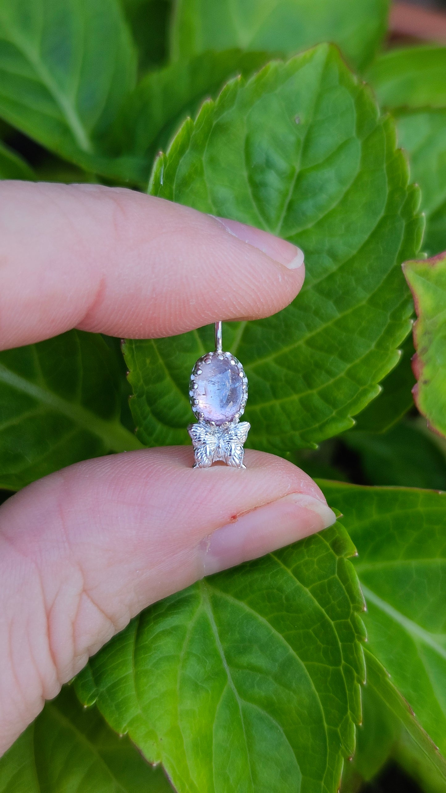 Butterfly Gem Pendant - Light Pink Tourmaline