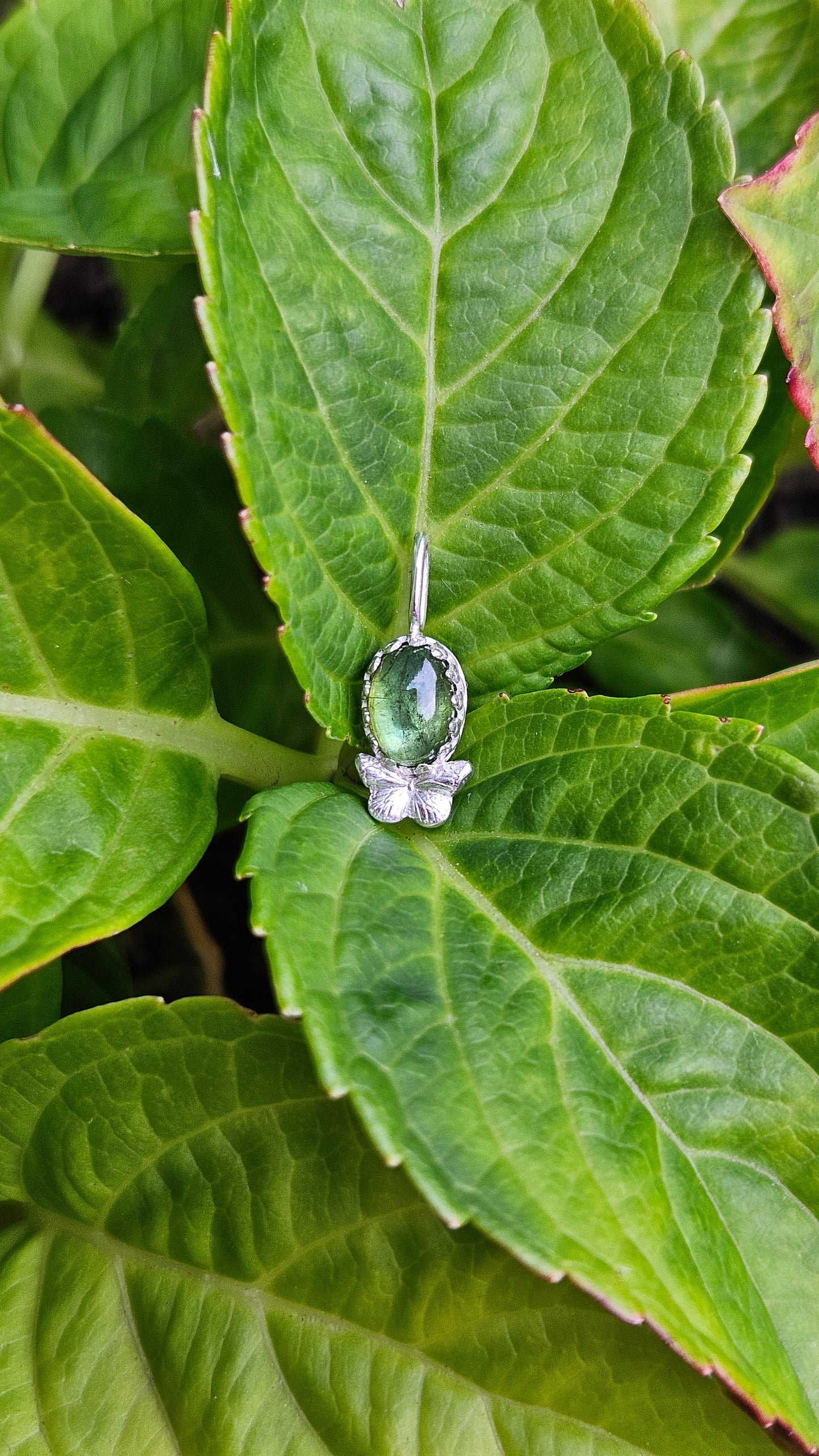Butterfly Gem Pendant - Green Tourmaline