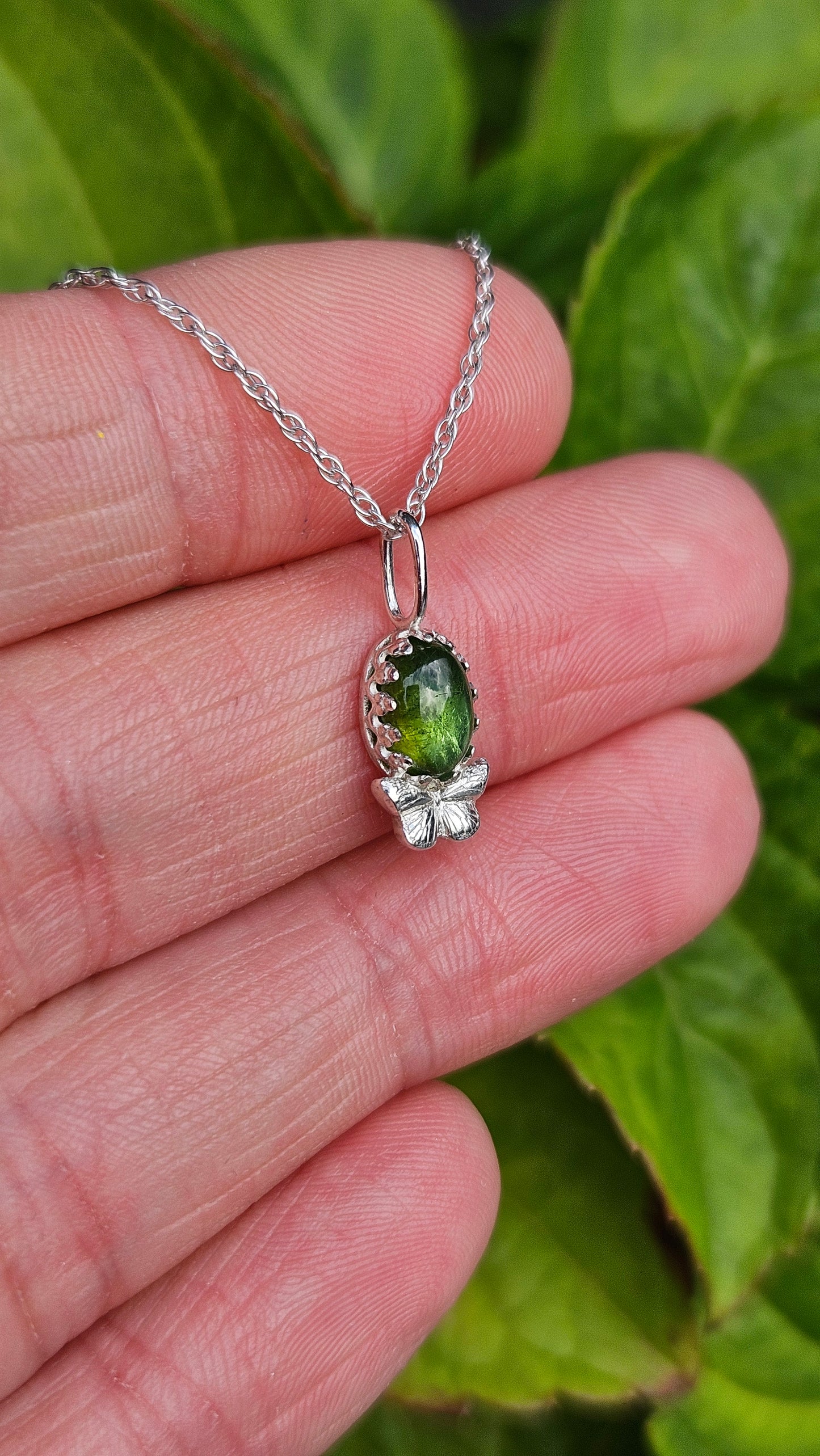 Butterfly Gem Pendant - Green Tourmaline