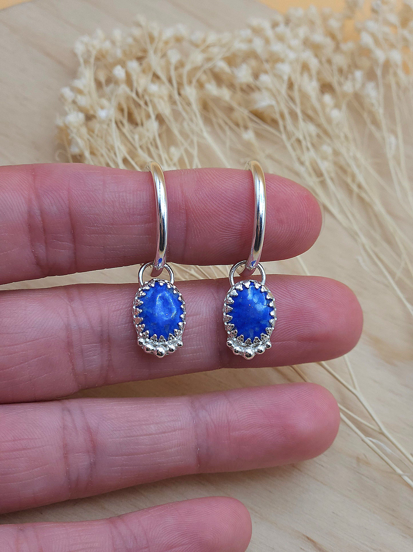 Lapis Lazuli small hoop earrings
