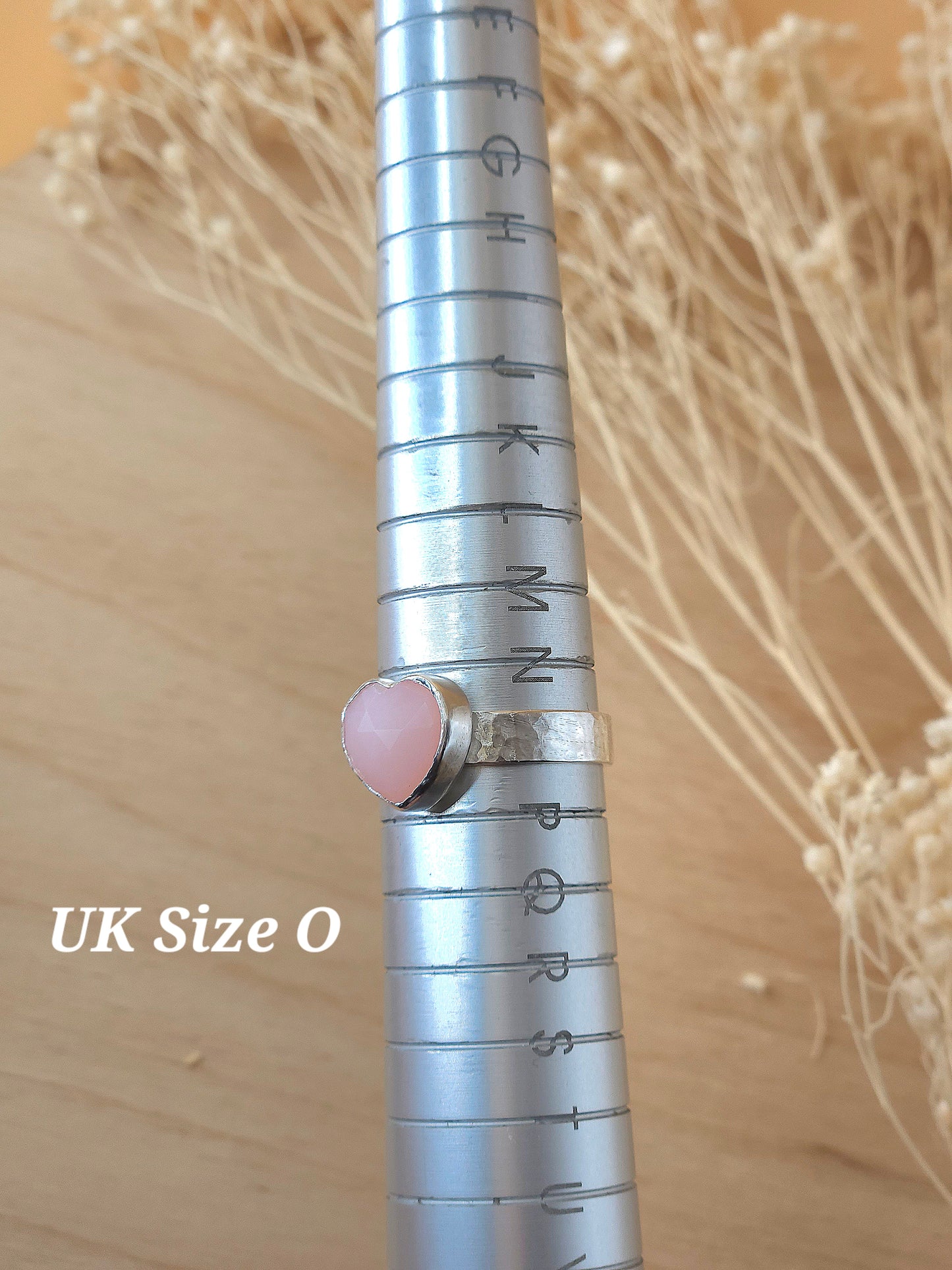 Pink Opal heart ring - Size O