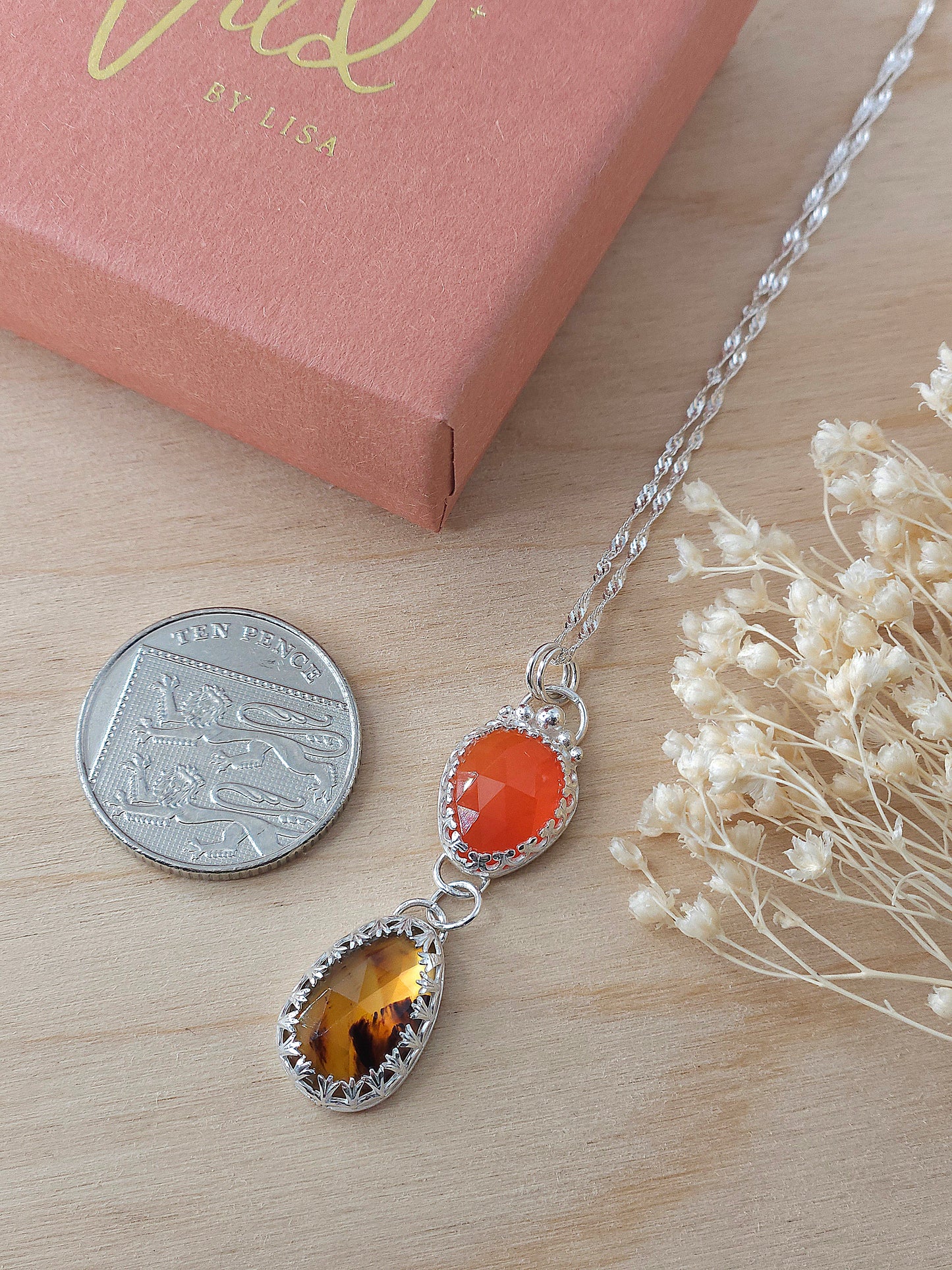 Carnelian & Montana Agate Drop Necklace