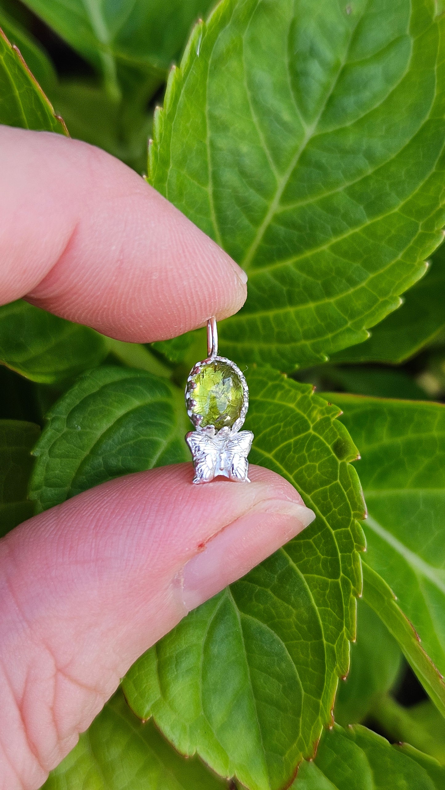 Butterfly Gem Pendant - Green Tourmaline