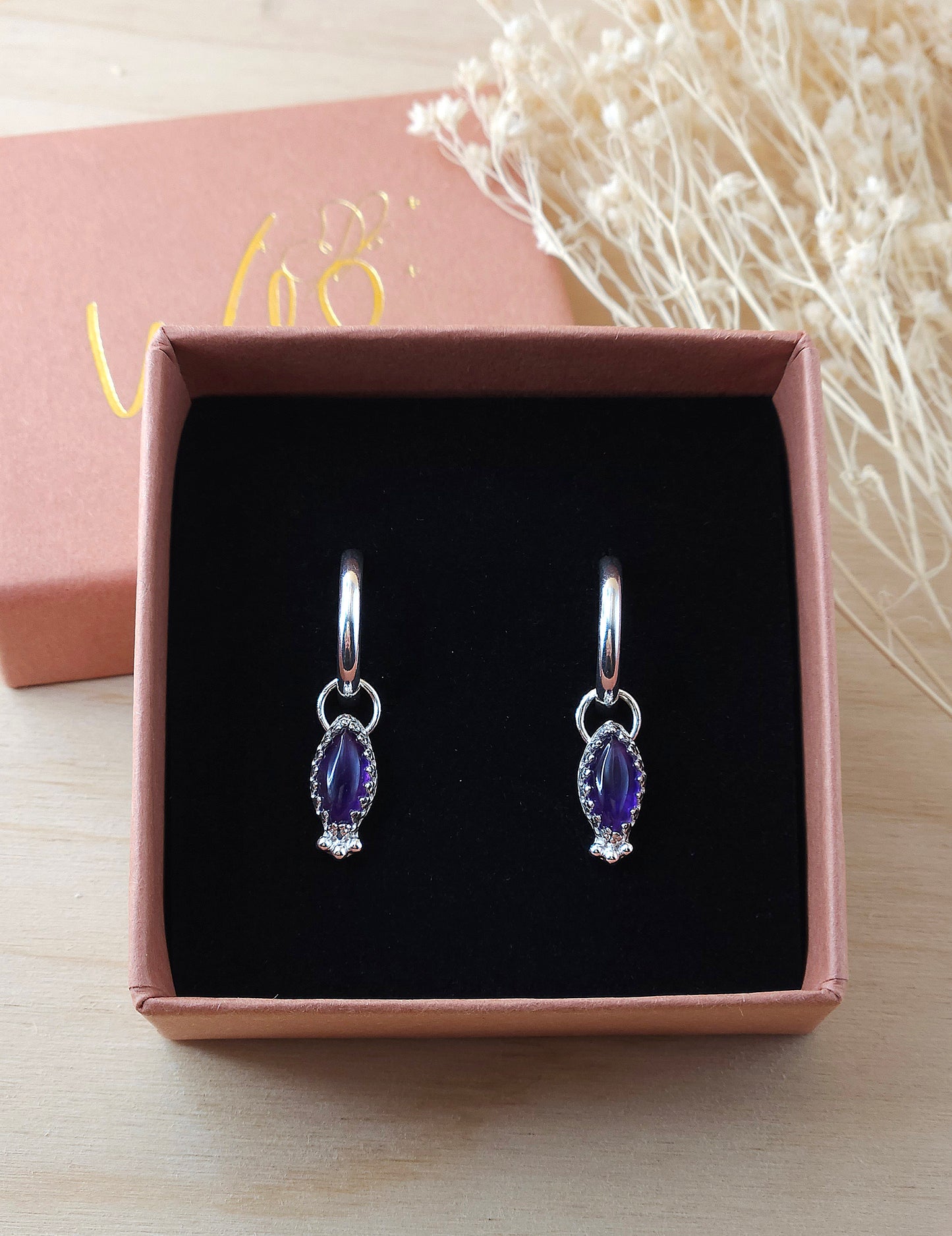 Amethyst mini hoop earrings