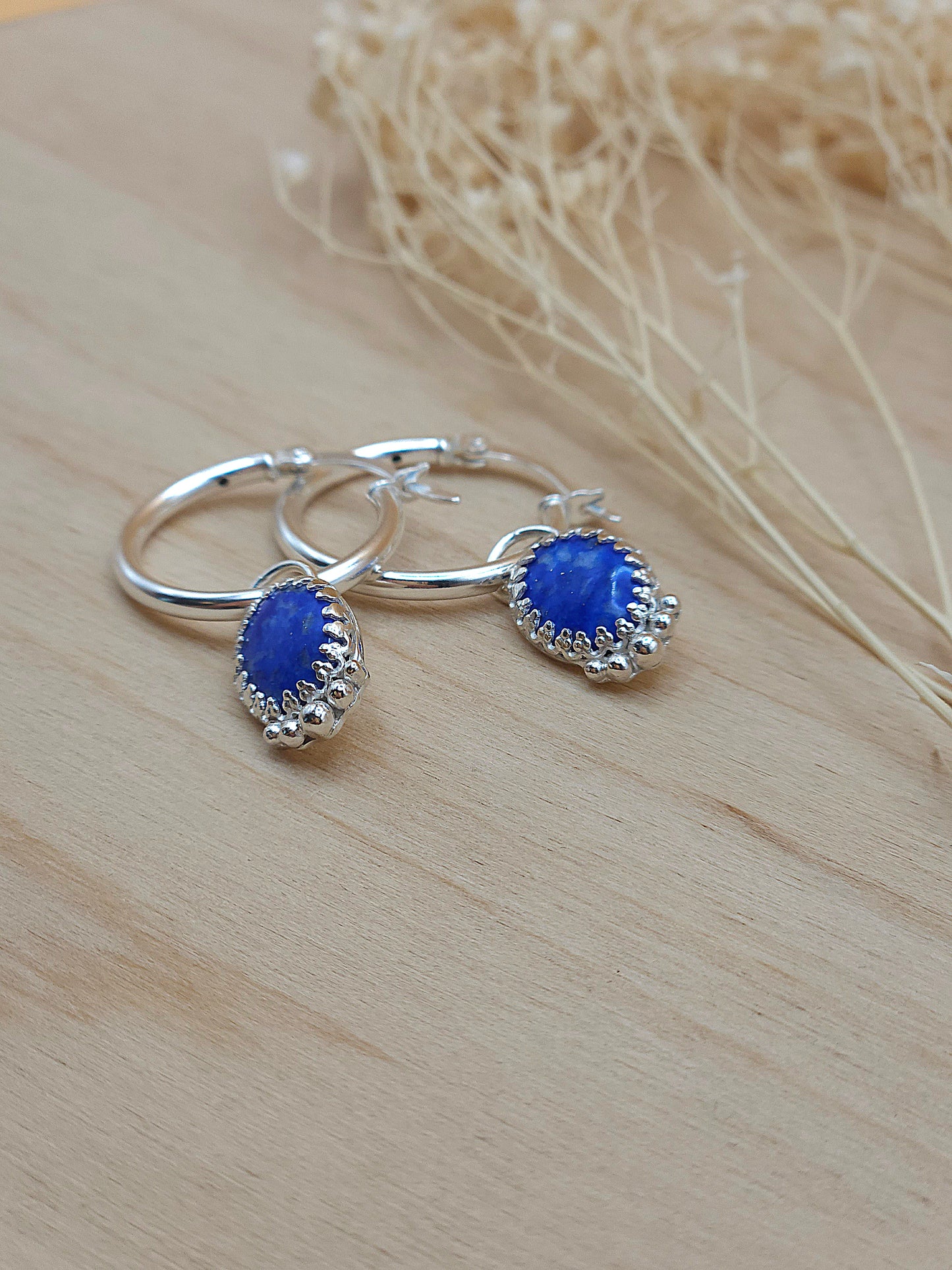 Lapis Lazuli small hoop earrings