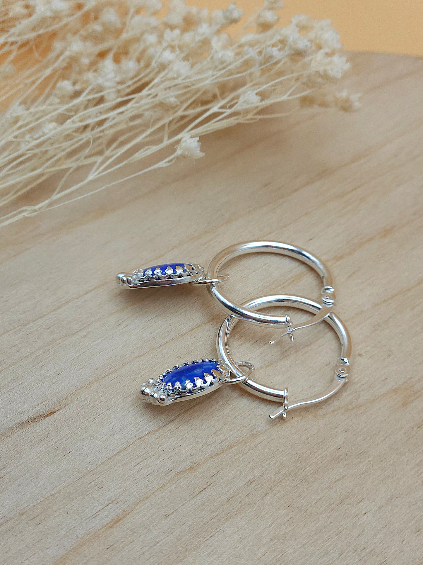 Lapis Lazuli small hoop earrings
