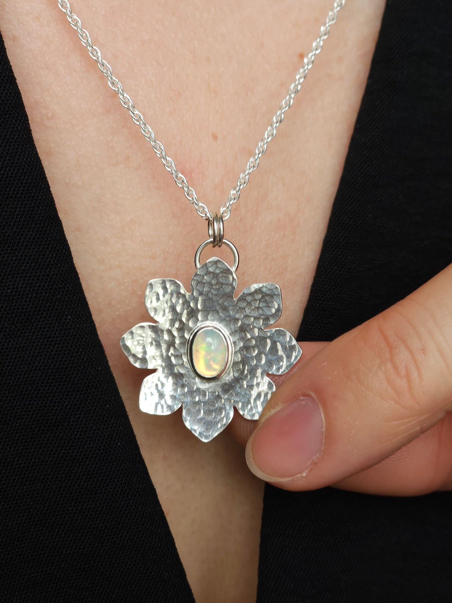 Ethiopian Opal flower necklace
