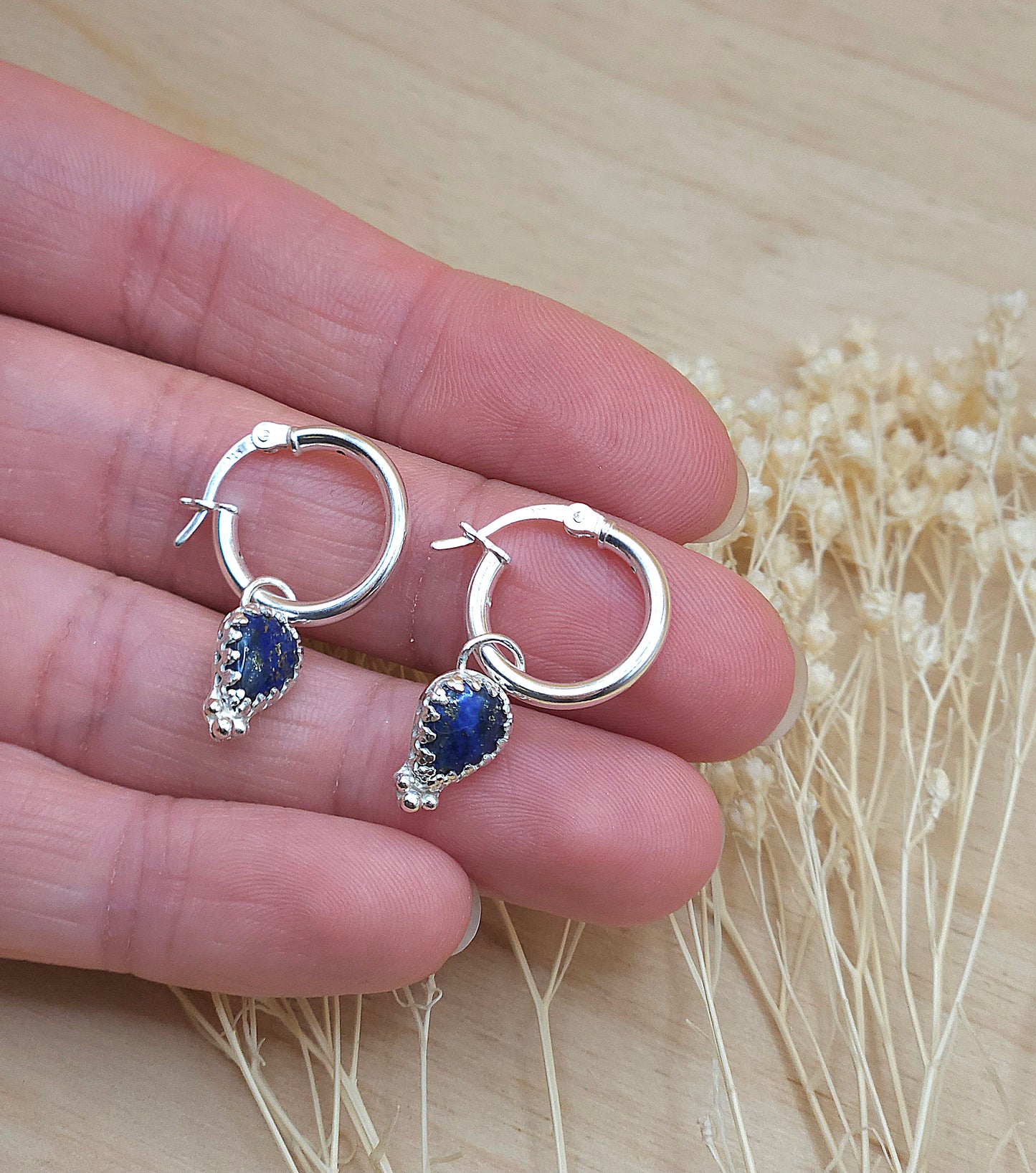 Lapis Lazuli Mini Hoop Earrings