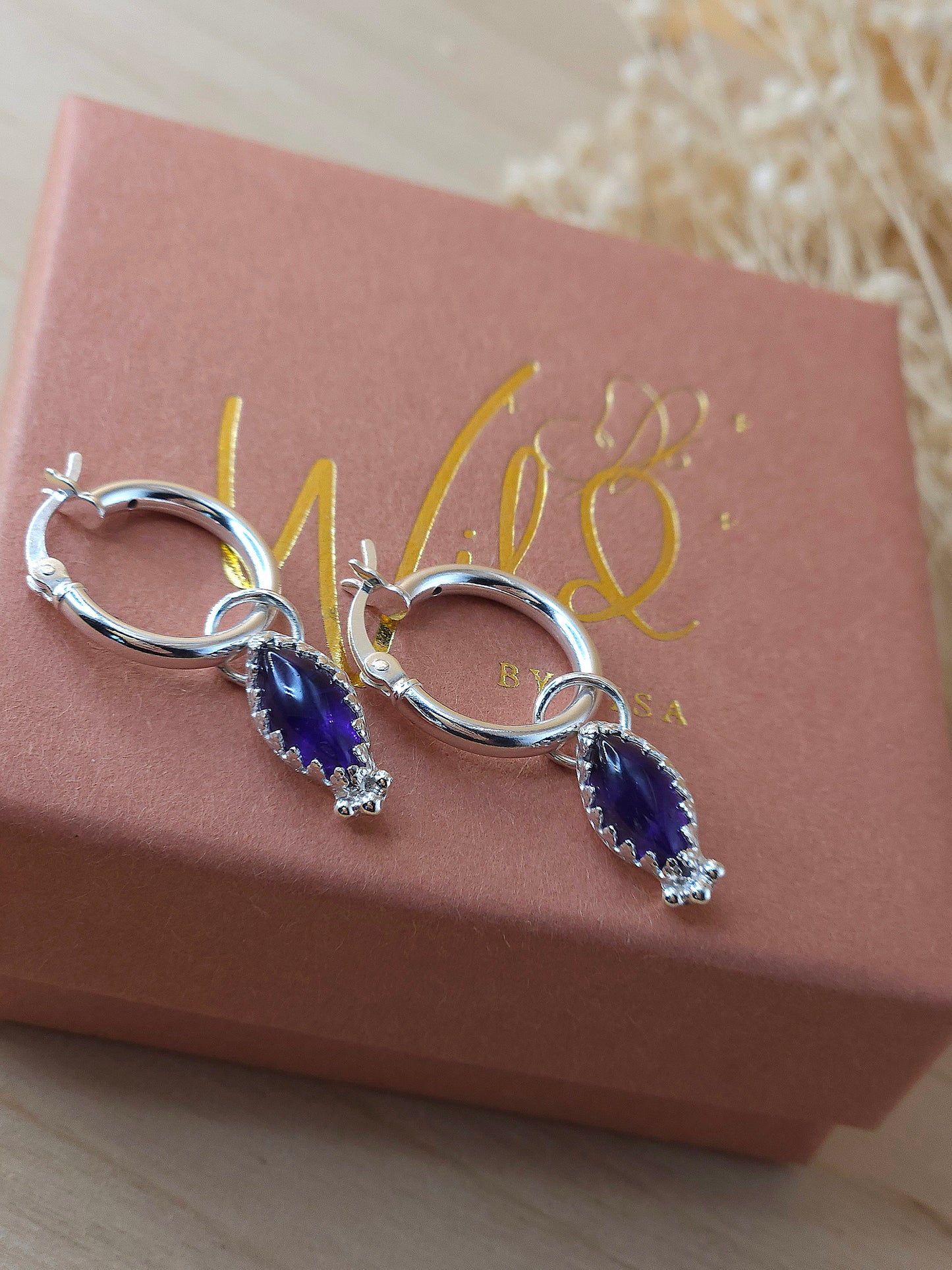 Amethyst mini hoop earrings