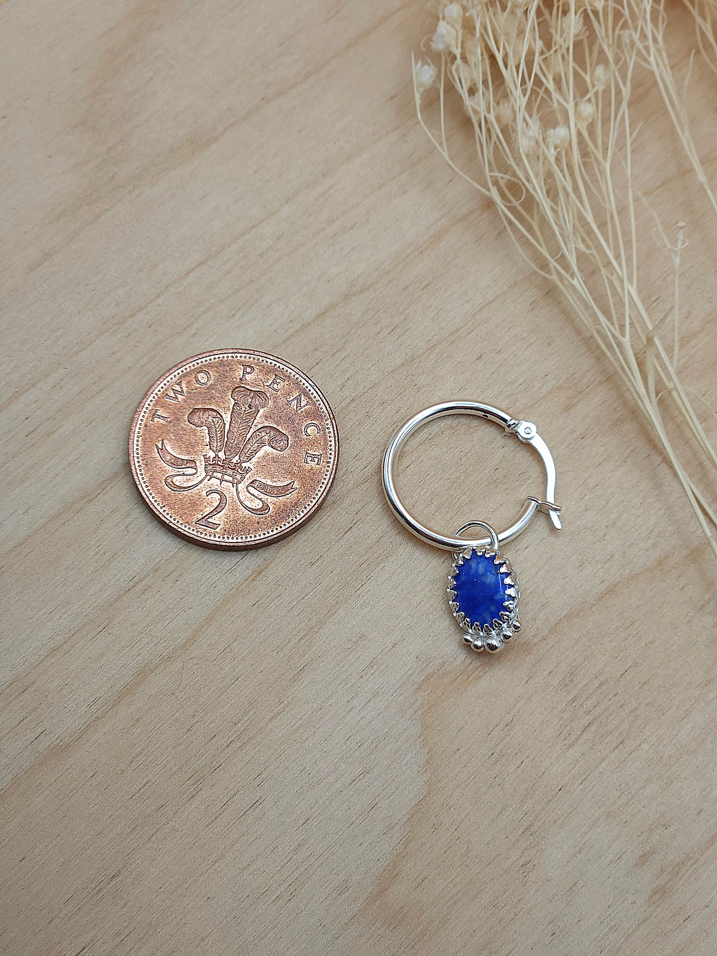 Lapis Lazuli small hoop earrings