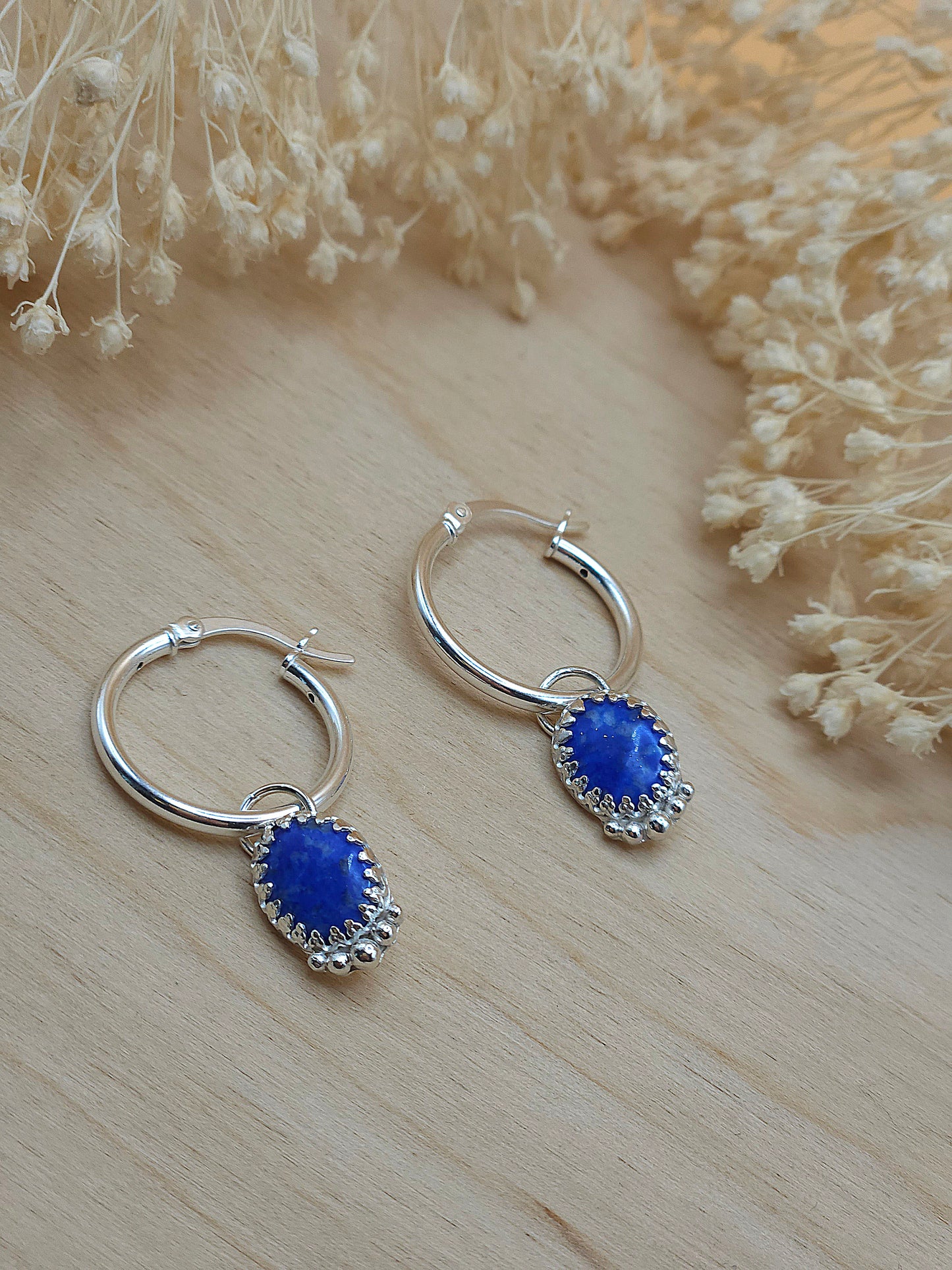Lapis Lazuli small hoop earrings