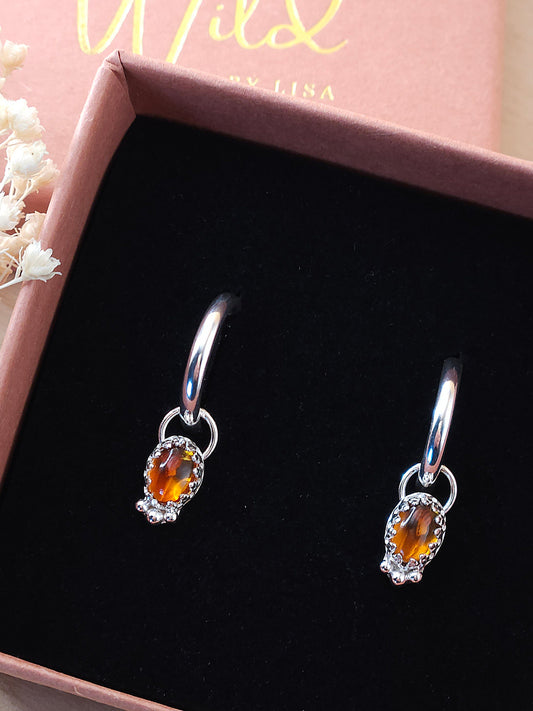 Citrine mini hoop earrings