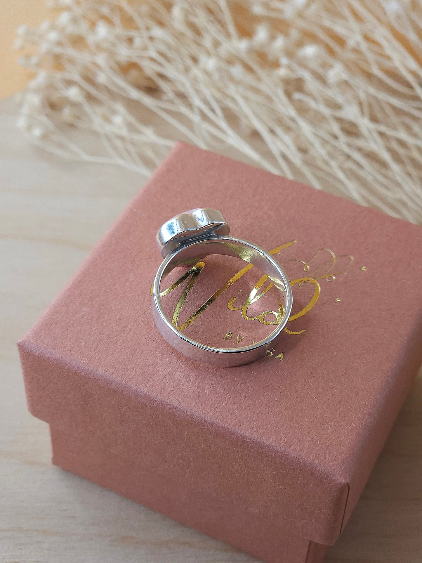 Pink Opal heart ring - Size O