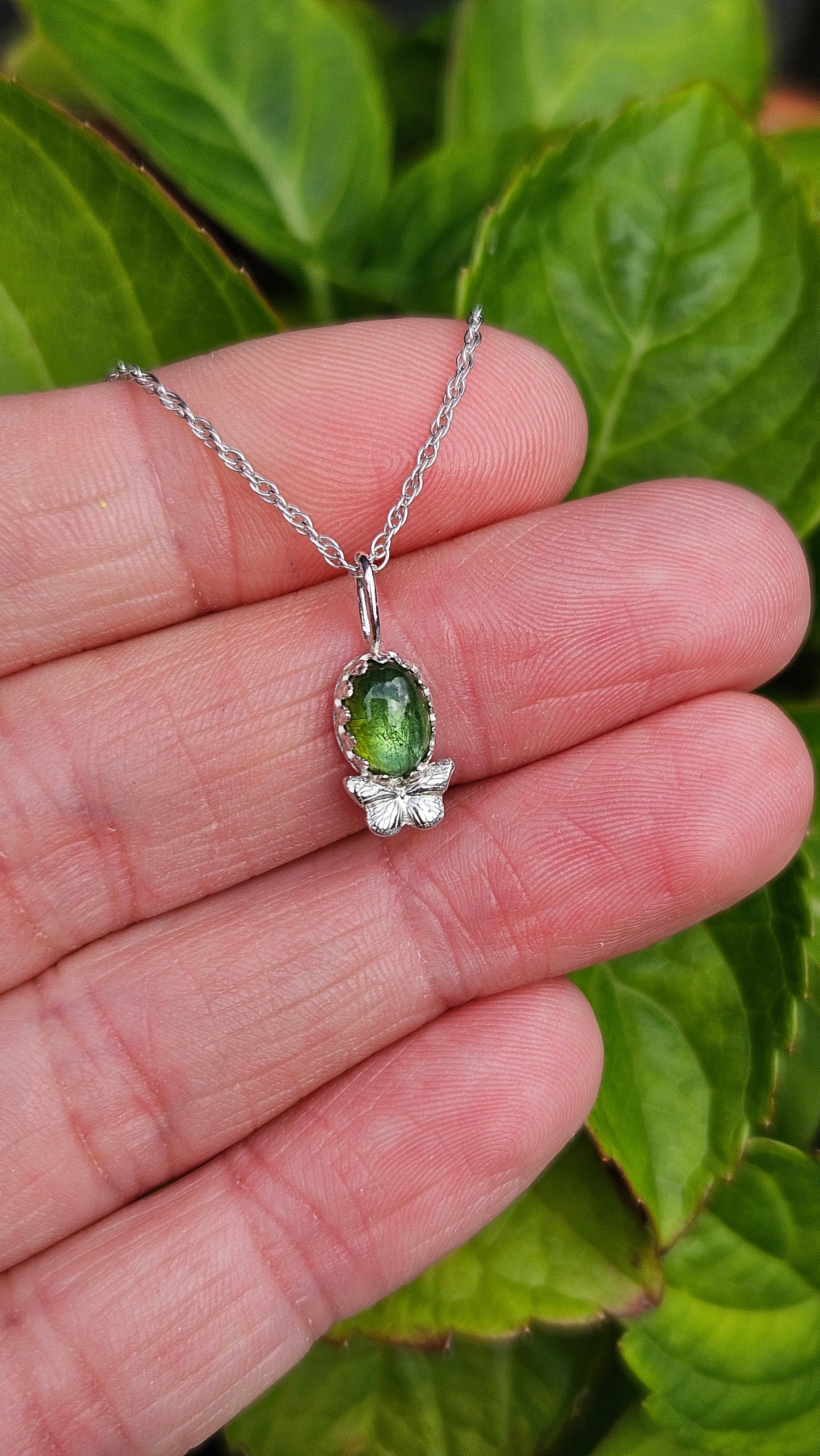 Butterfly Gem Pendant - Green Tourmaline