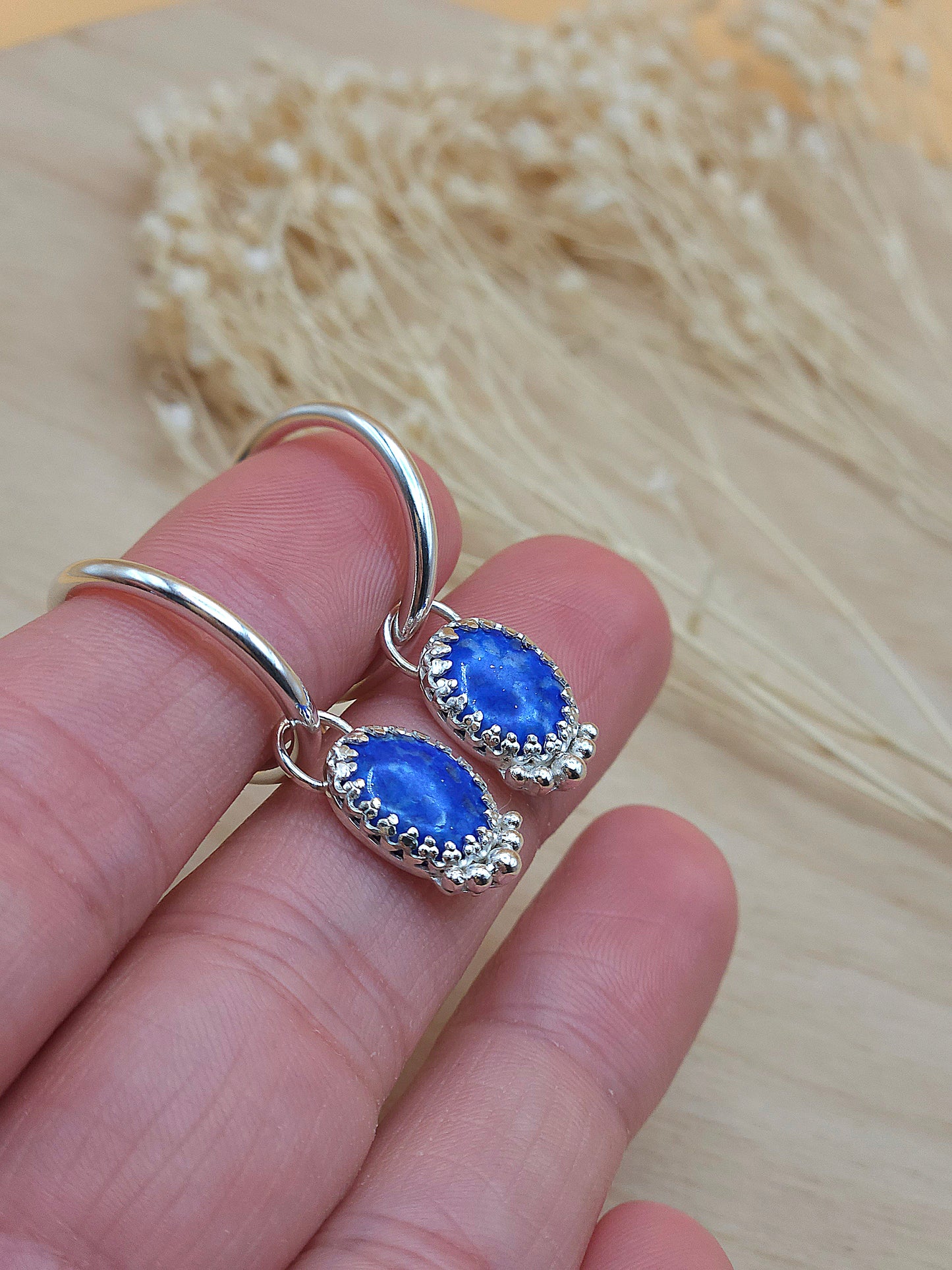 Lapis Lazuli small hoop earrings
