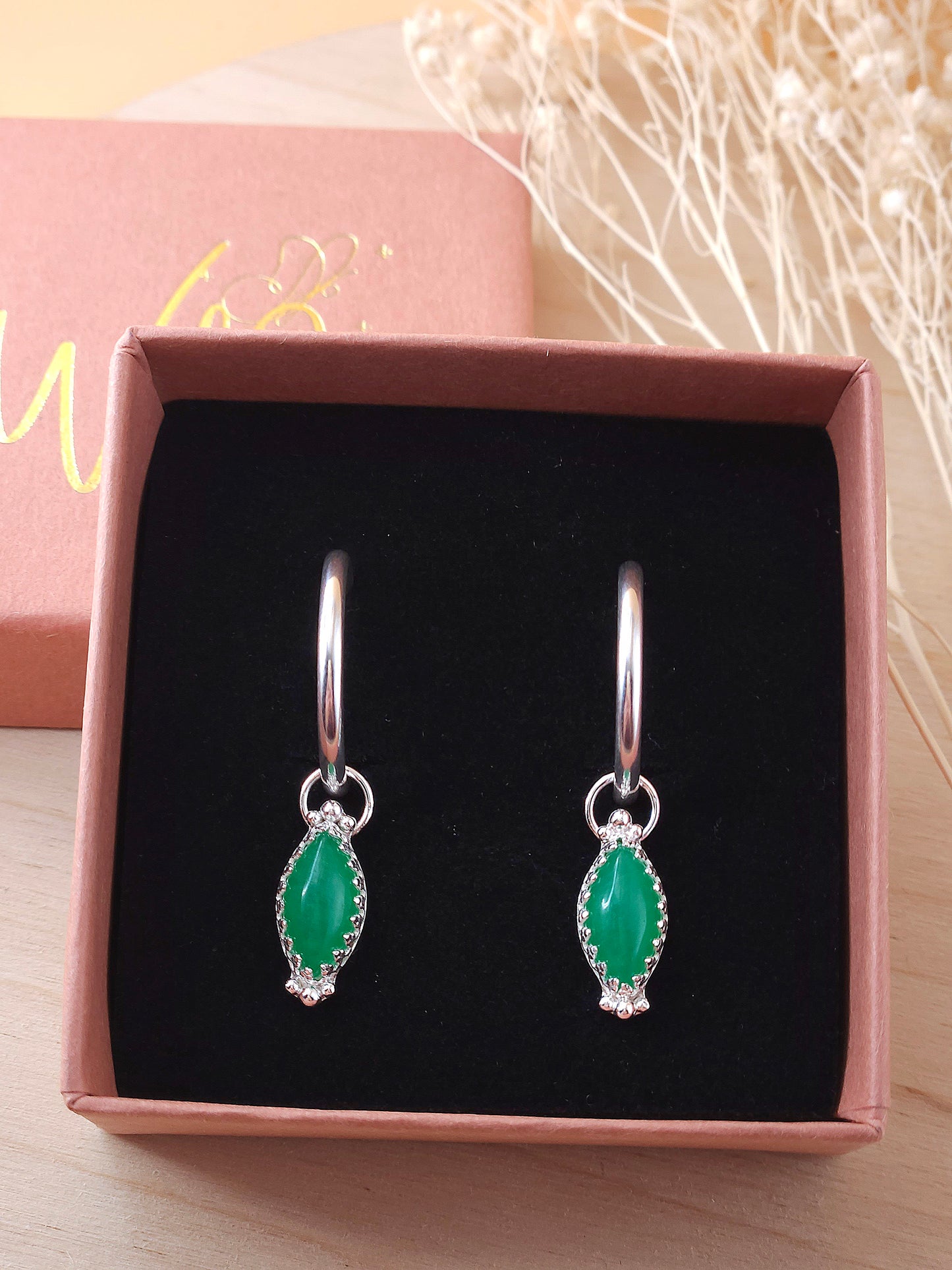 Green Aventurine hoop earrings
