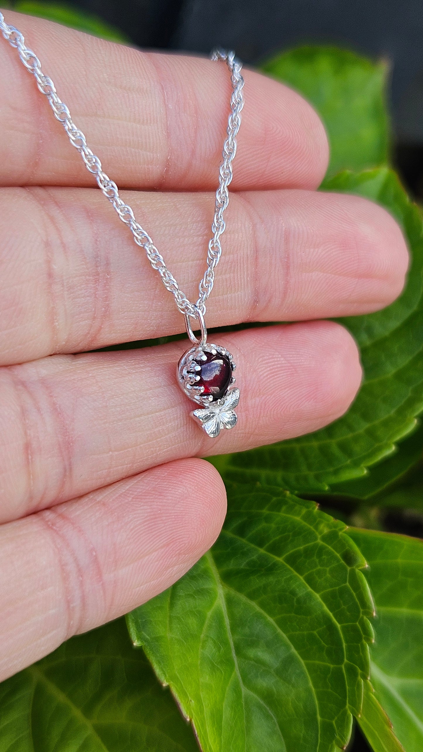 Butterfly Gem Pendant - Rhodolite Garnet