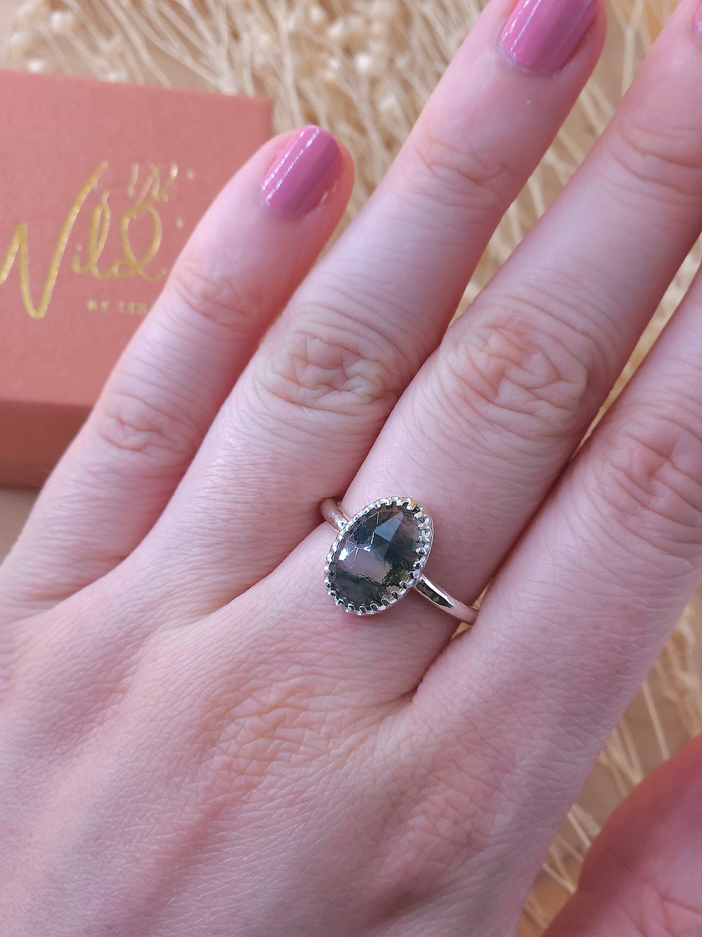 Moss Agate Ring - Size O