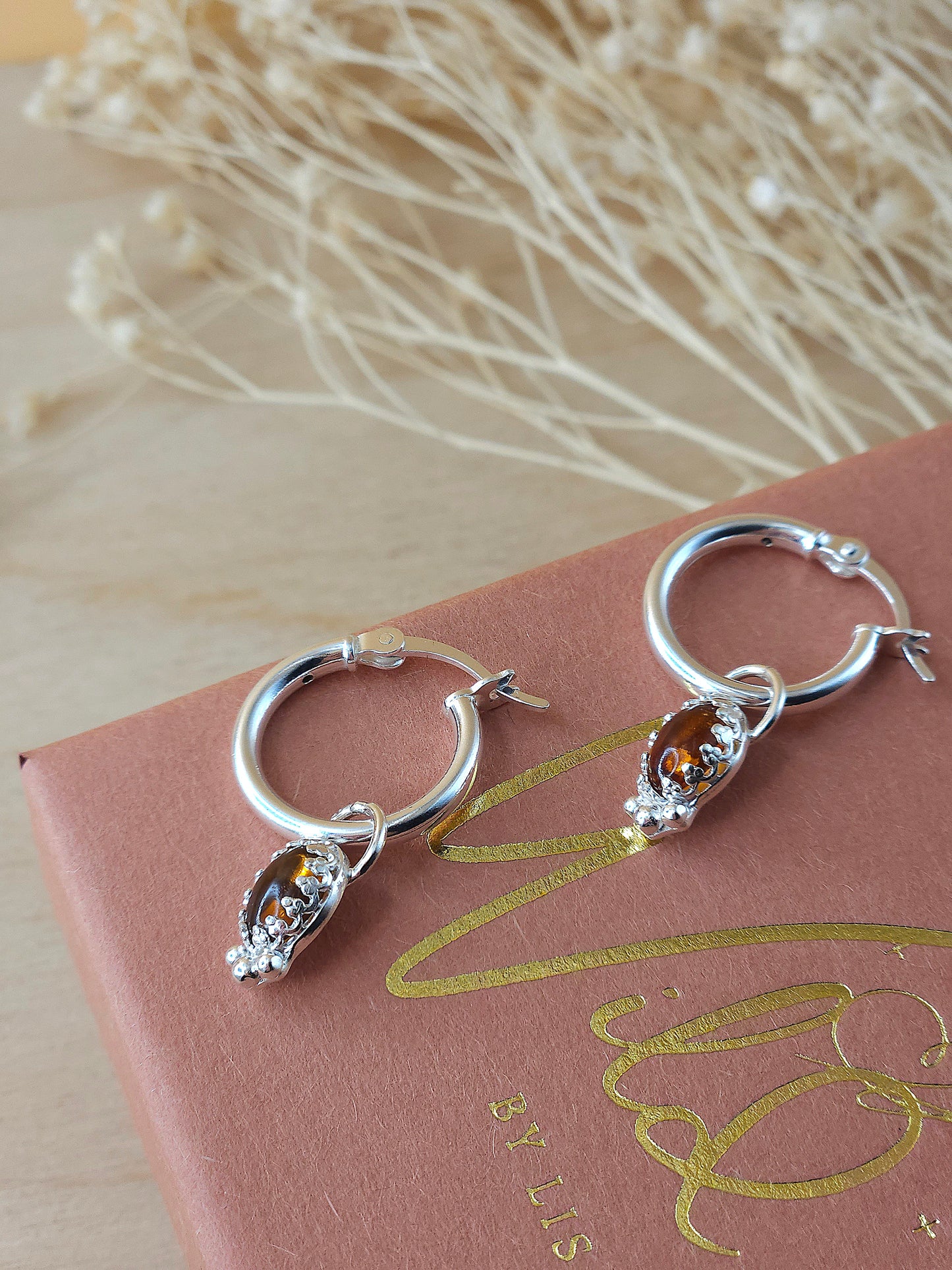 Citrine mini hoop earrings