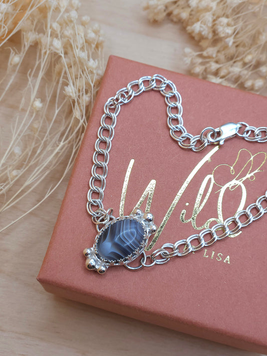 Botswana Agate charm bracelet