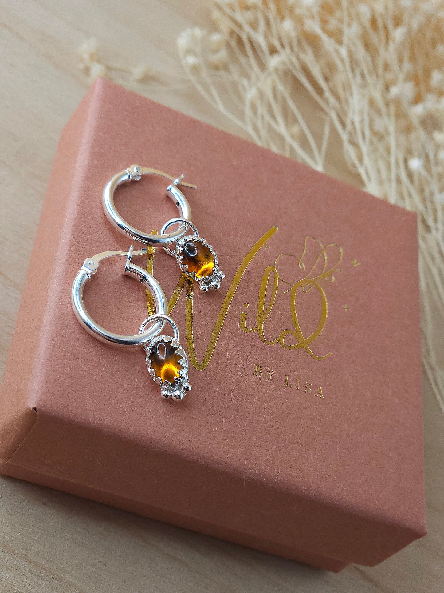 Citrine mini hoop earrings