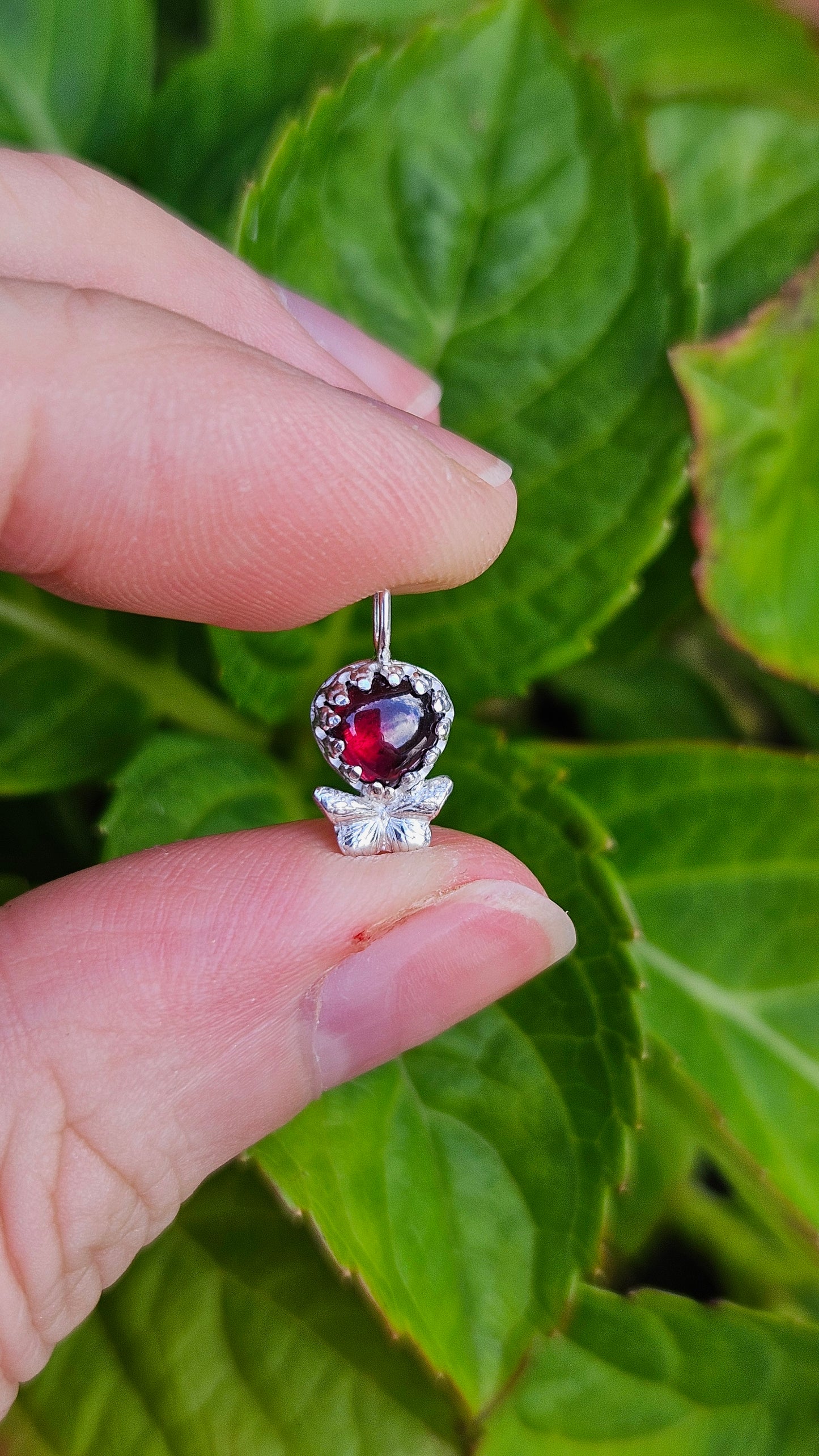 Butterfly Gem Pendant - Rhodolite Garnet