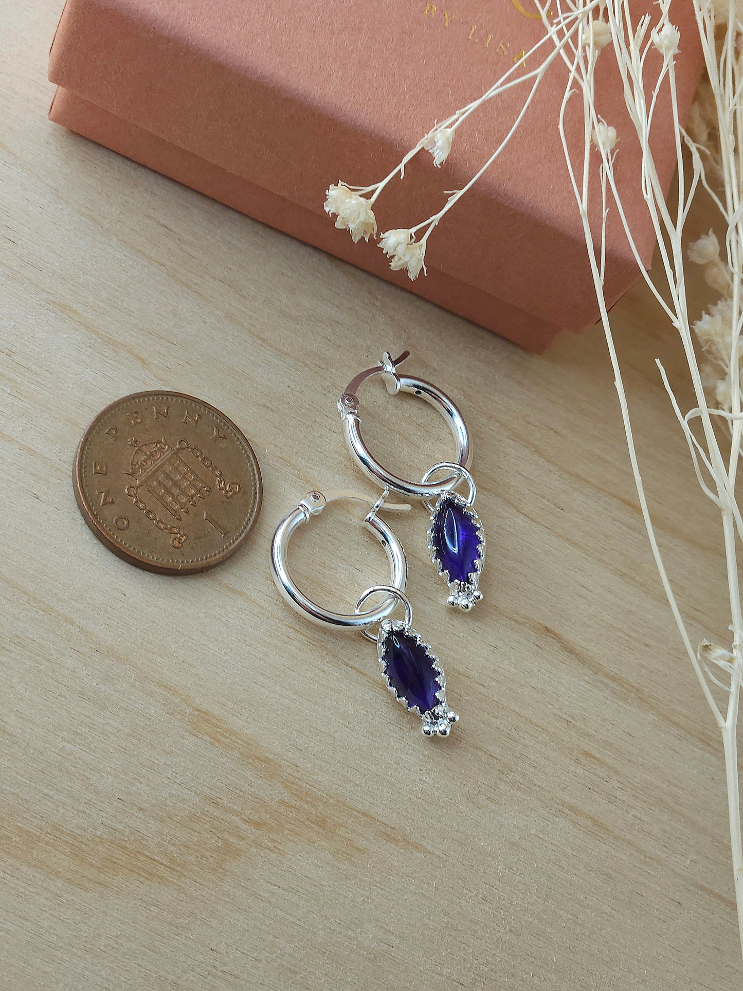 Amethyst mini hoop earrings
