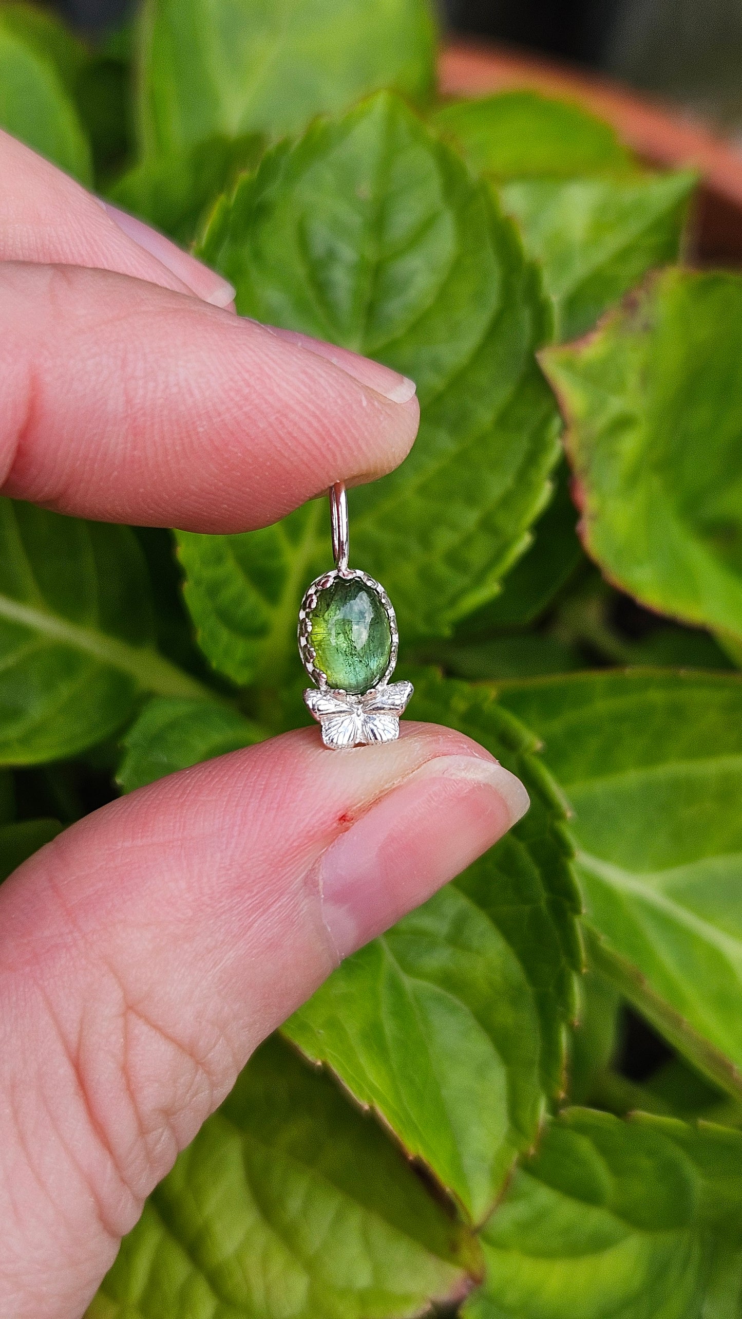 Butterfly Gem Pendant - Green Tourmaline