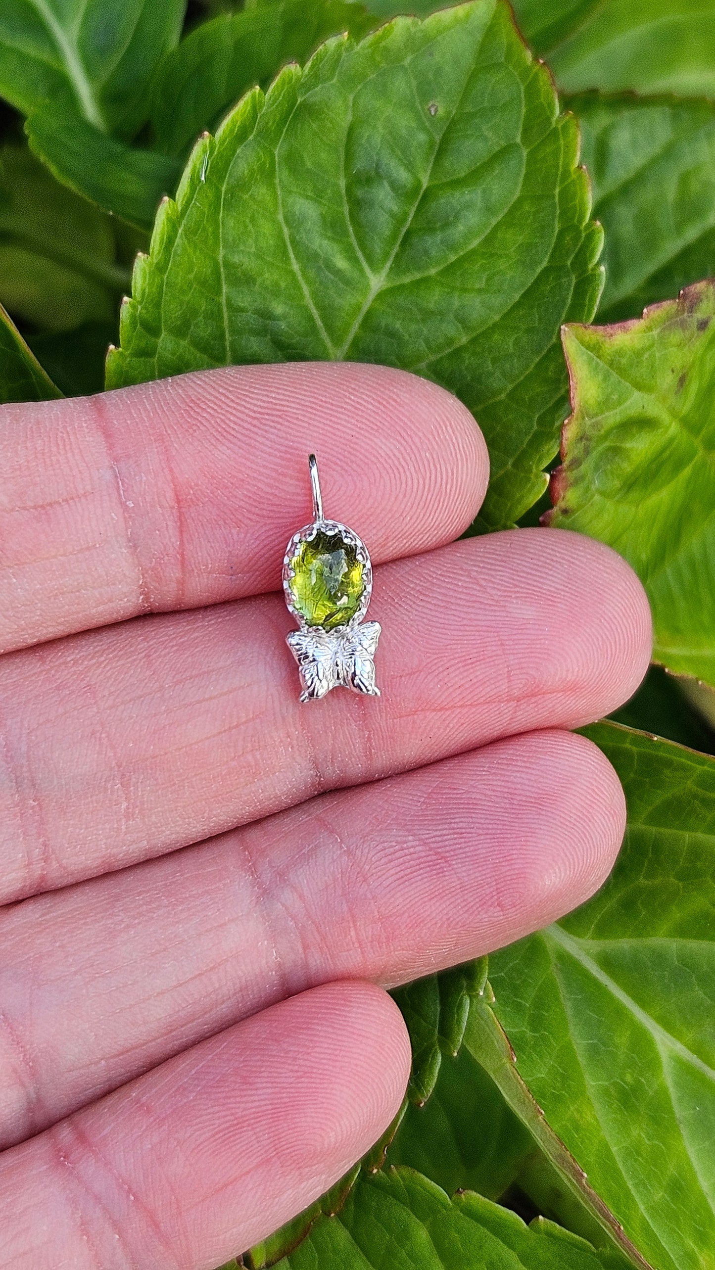 Butterfly Gem Pendant - Green Tourmaline