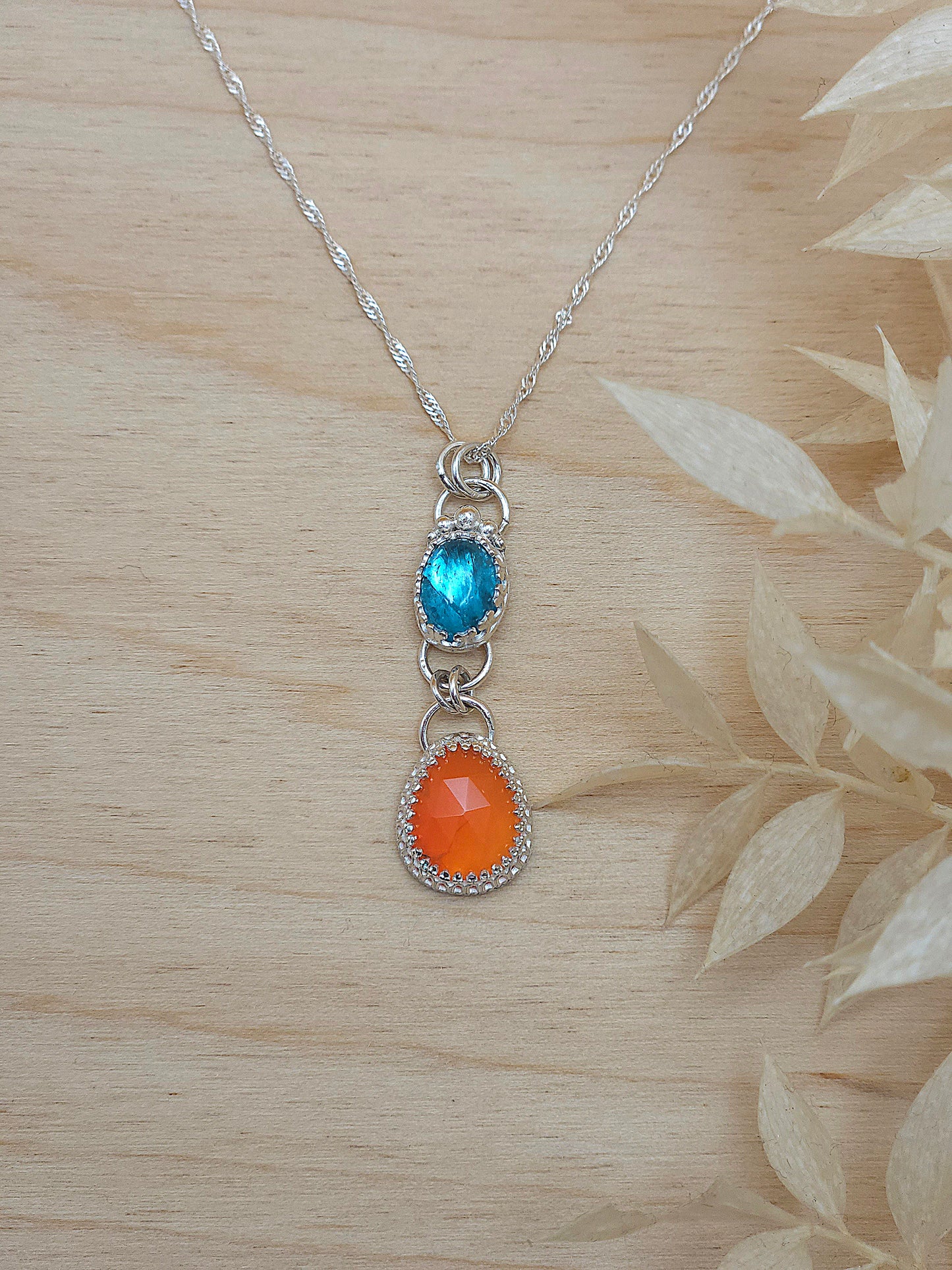Apatite & Carnelian drop necklace