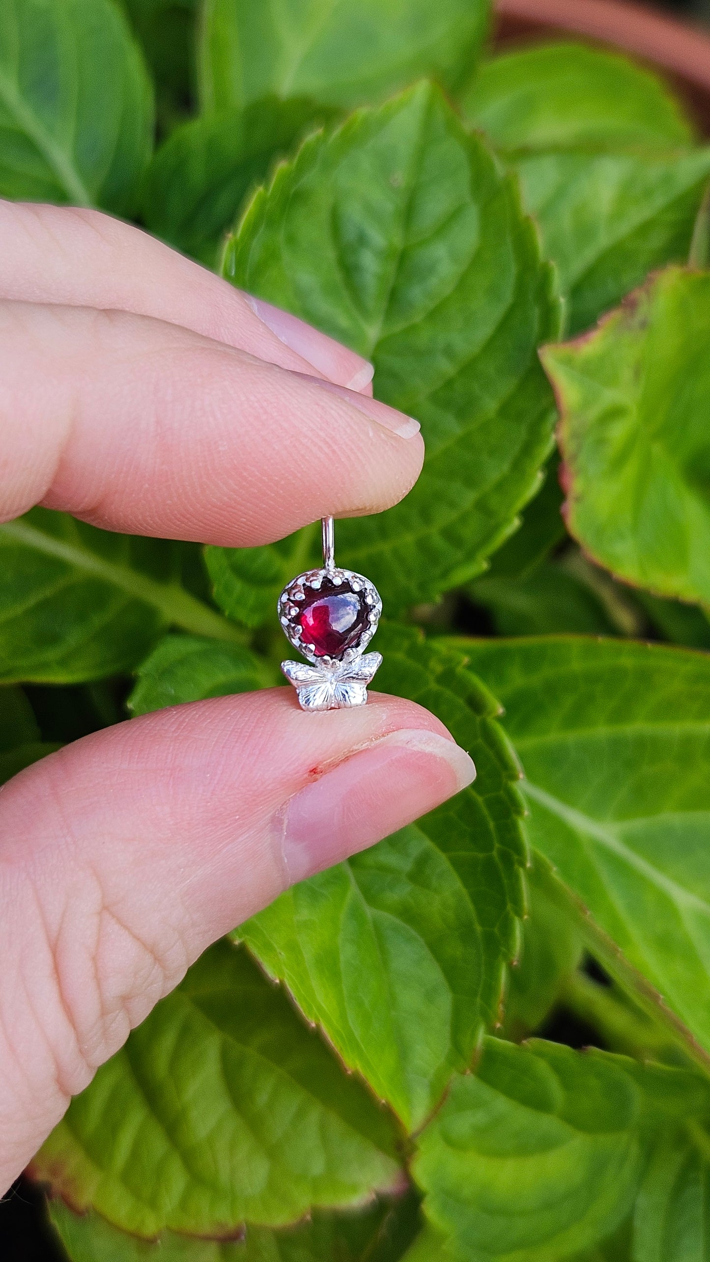 Butterfly Gem Pendant - Rhodolite Garnet