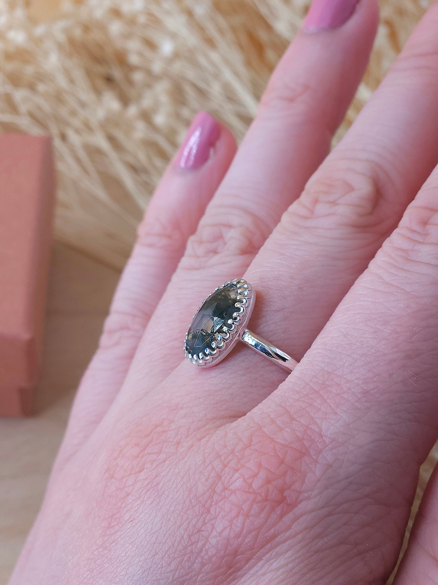 Moss Agate Ring - Size O