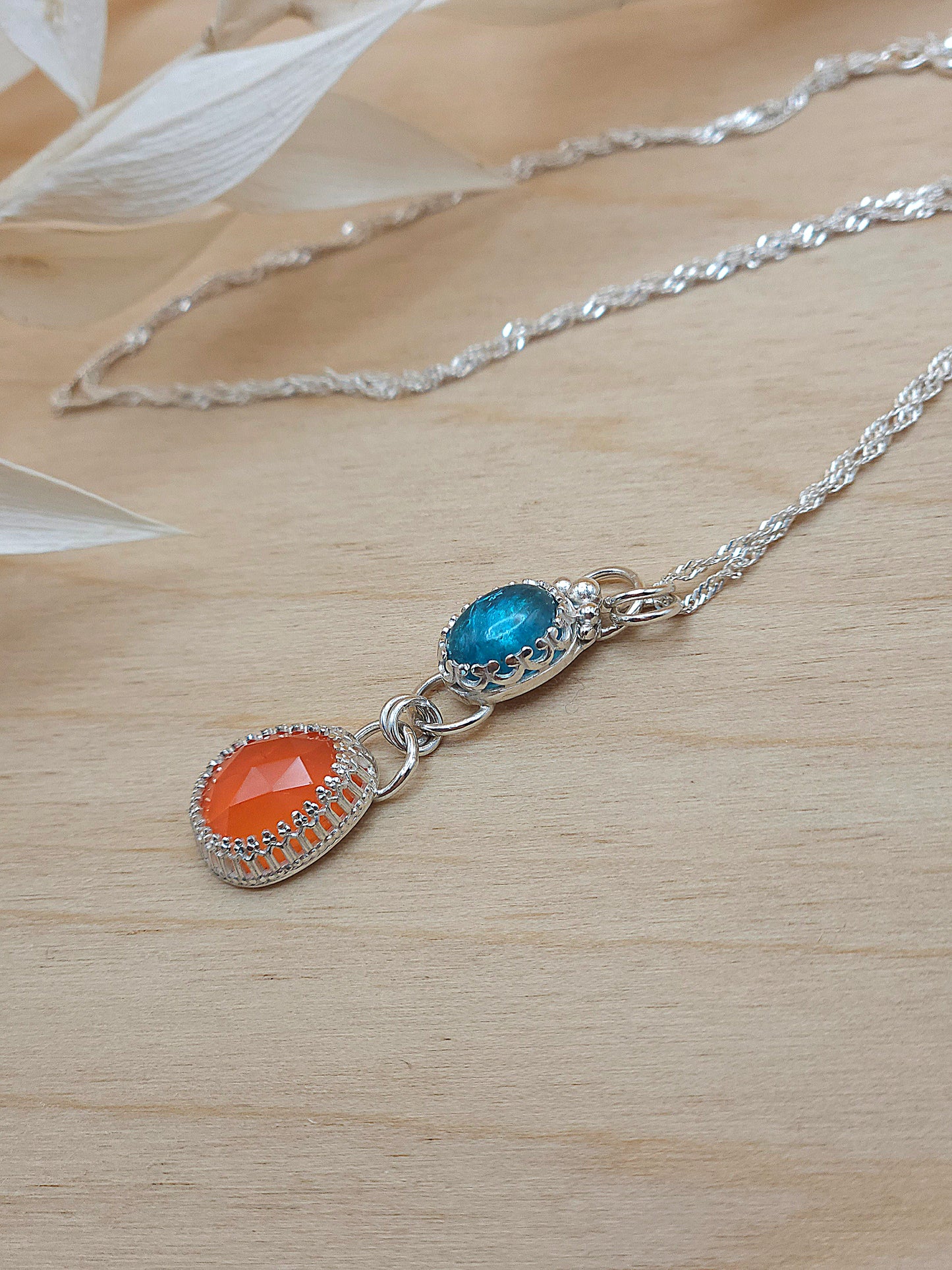 Apatite & Carnelian drop necklace