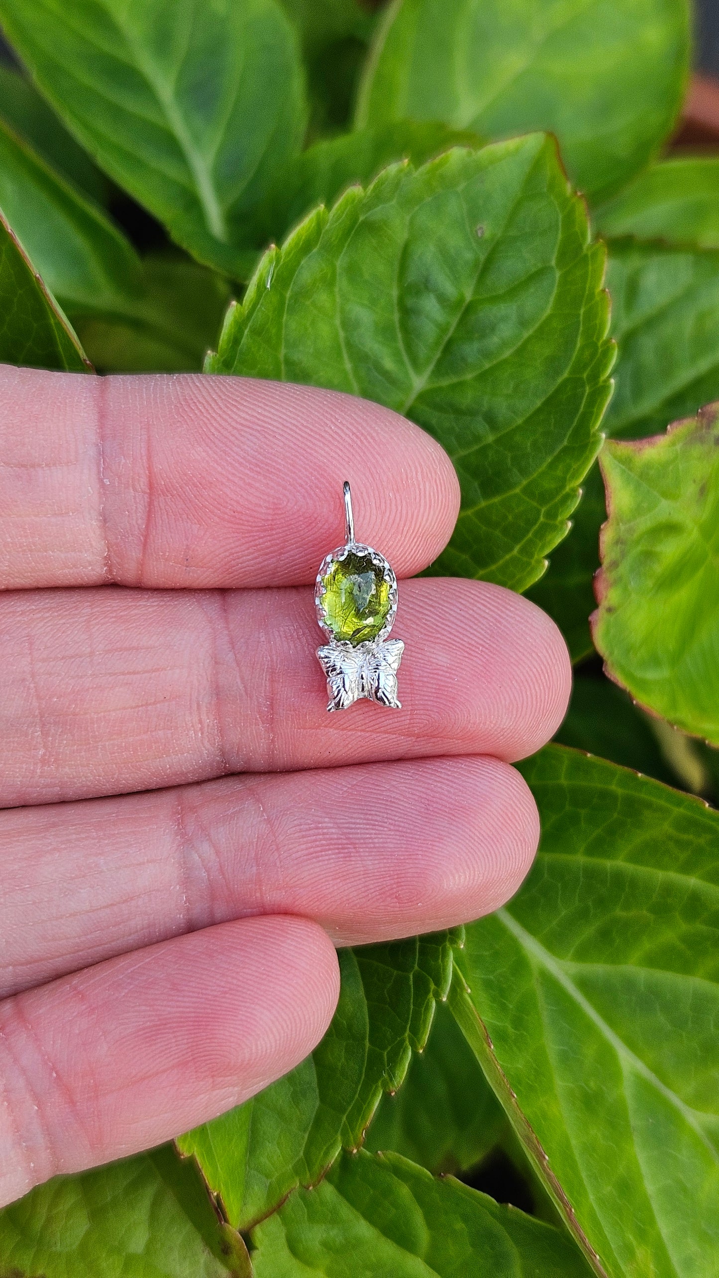 Butterfly Gem Pendant - Green Tourmaline