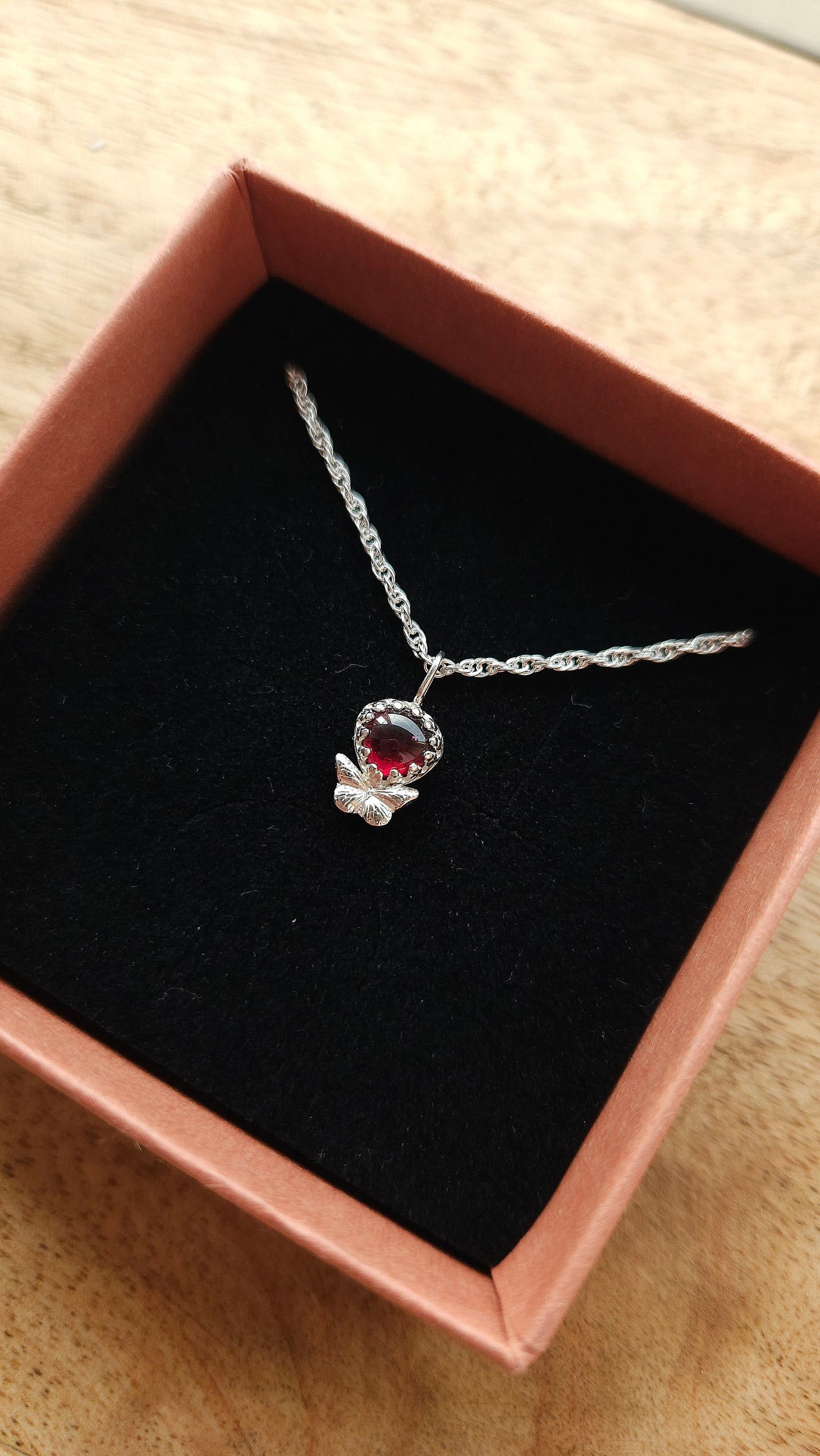 Butterfly Gem Pendant - Rhodolite Garnet