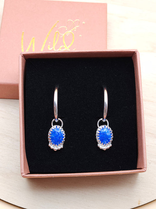 Lapis Lazuli small hoop earrings