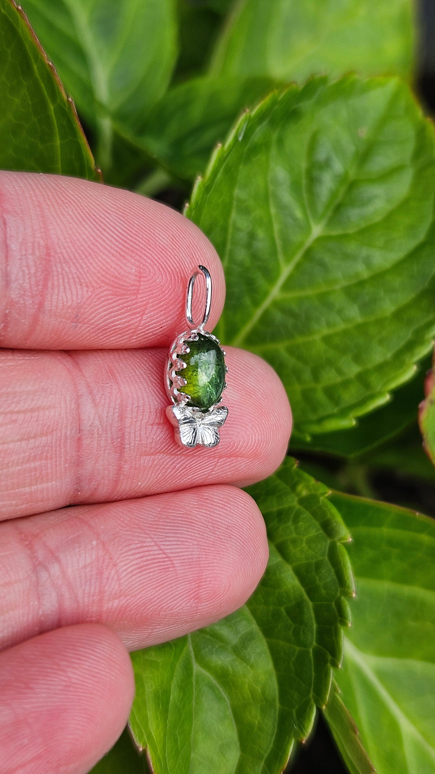 Butterfly Gem Pendant - Green Tourmaline